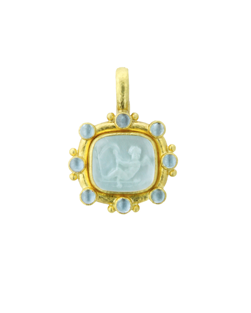 Light Aqua 'Cherub with Sails' Pendant