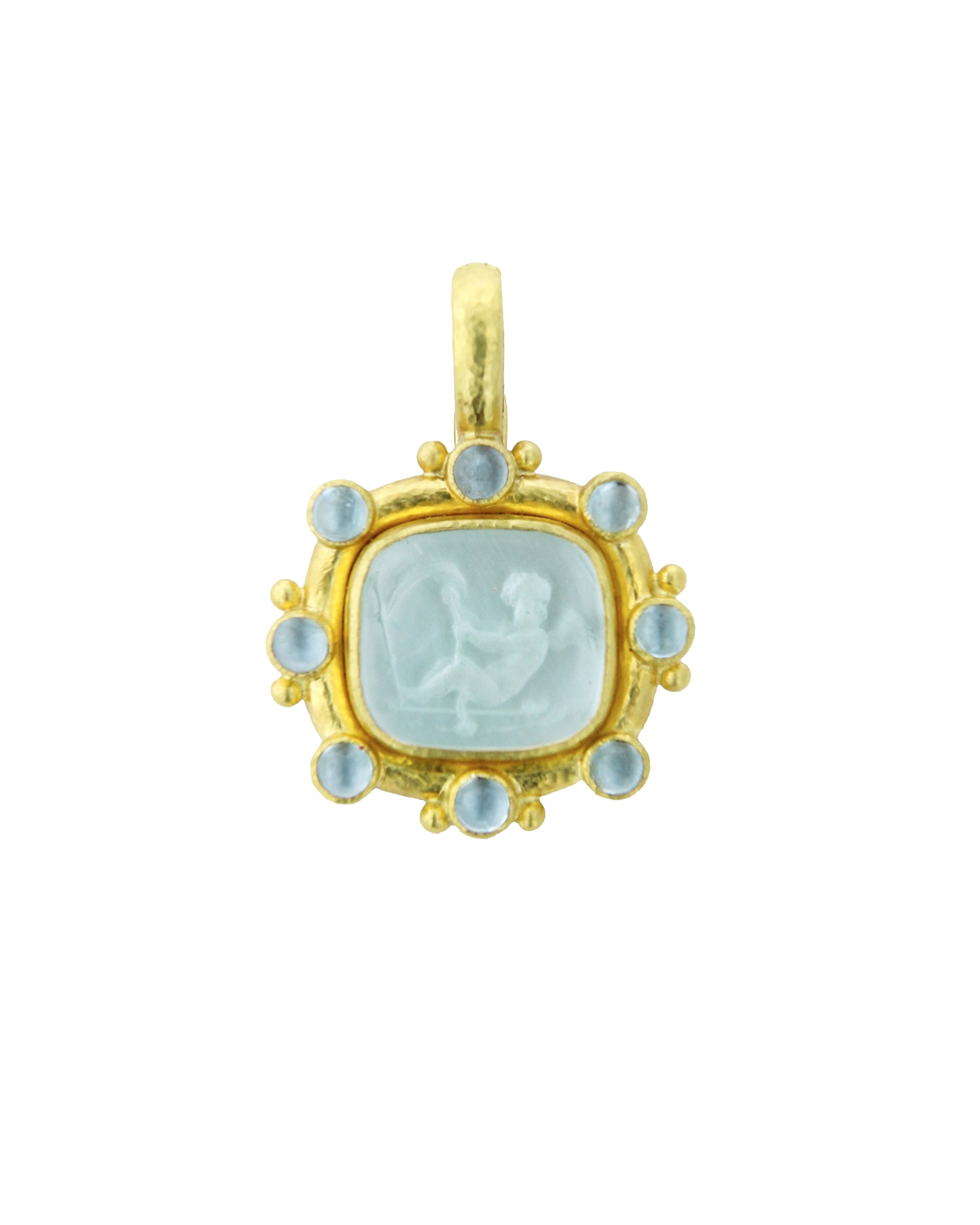 Light Aqua 'Cherub with Sails' Pendant