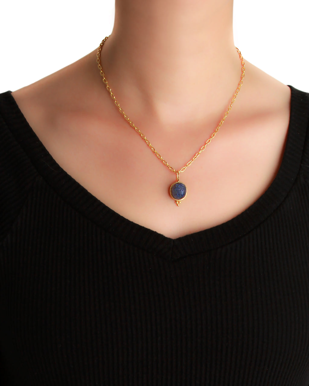 Labradorite Scarab Pendant with Jump Ring