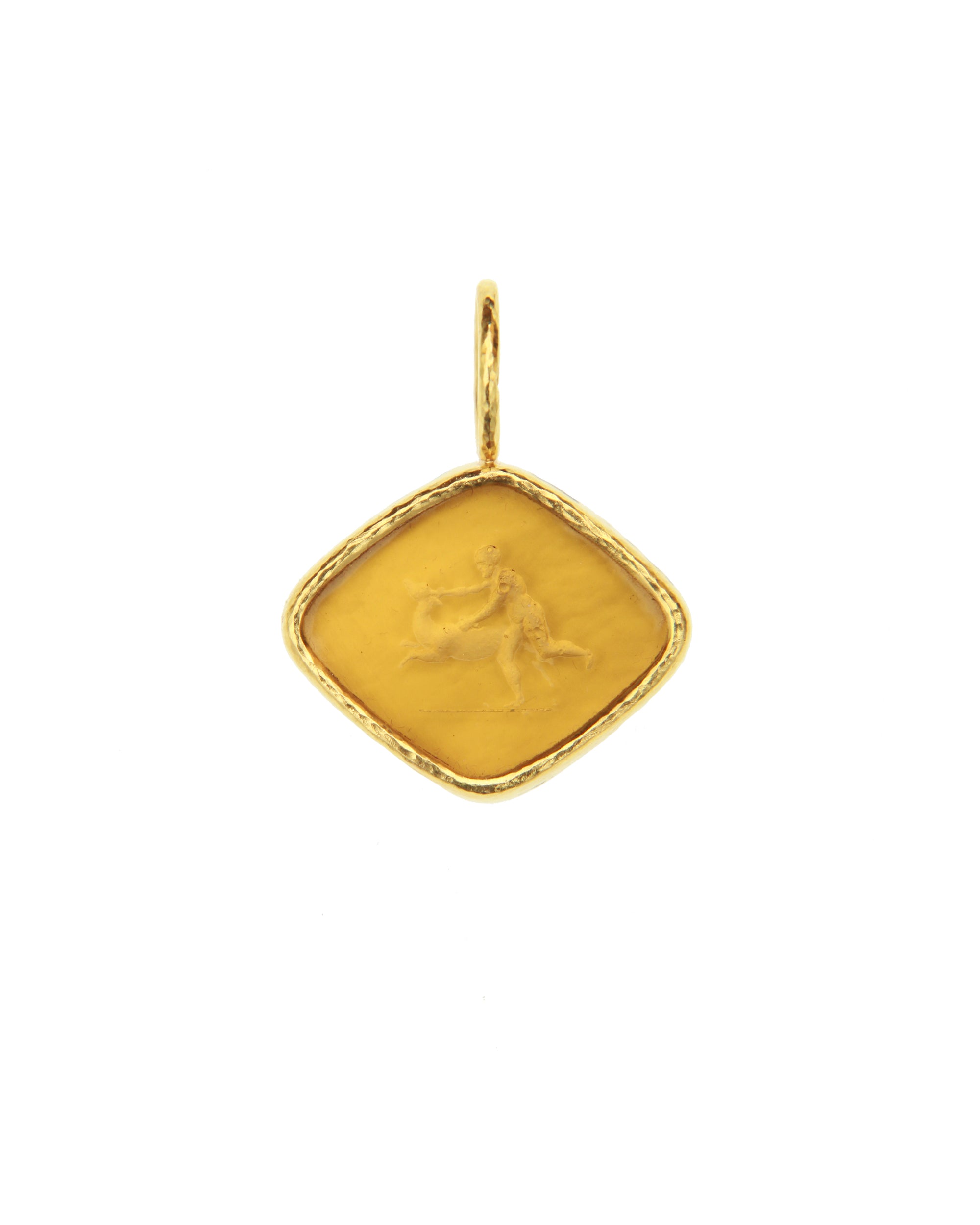 Light Amber 'Rombo God and Deer' Pendant