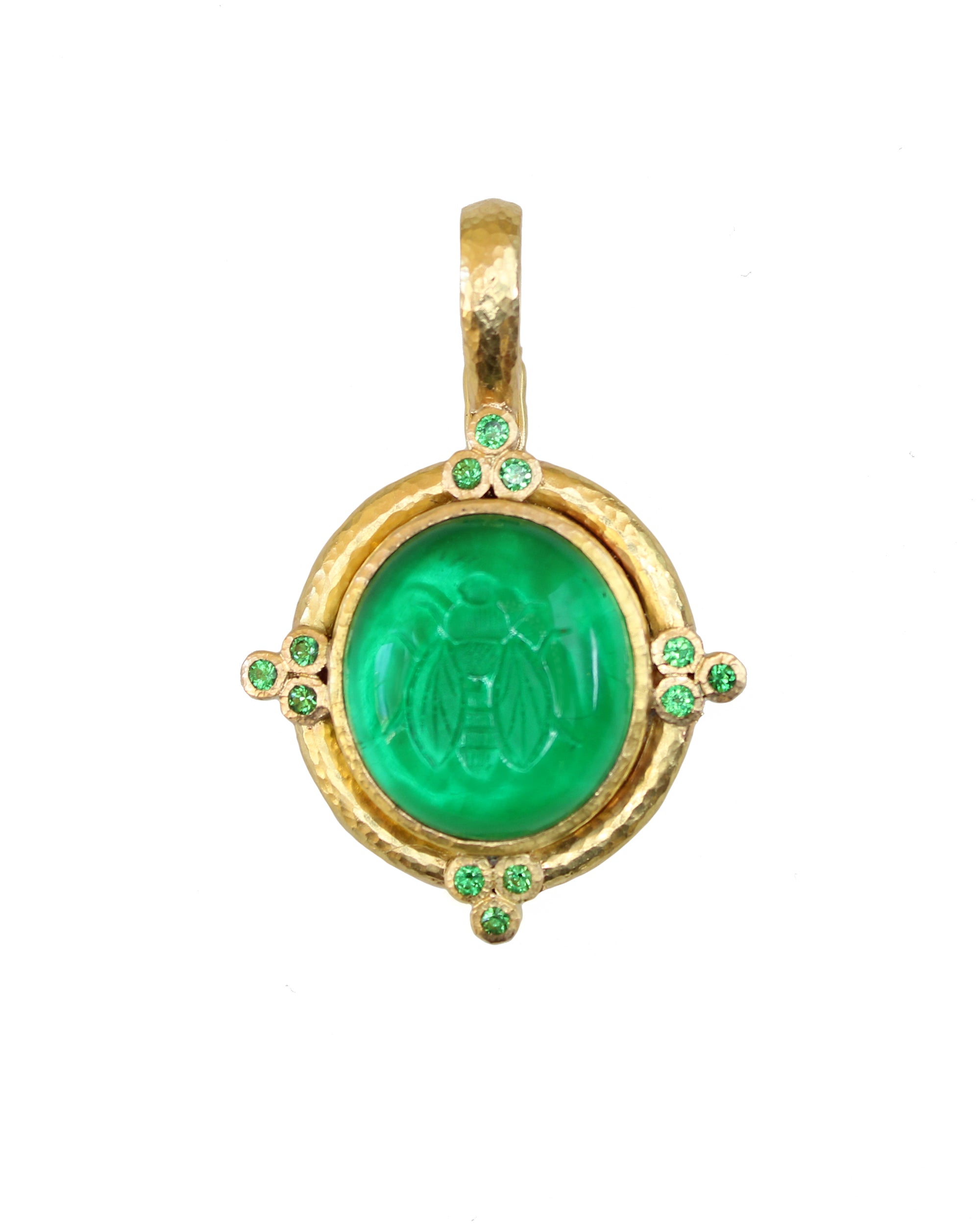 Green 'Cabochon Honey Bee' Pendant