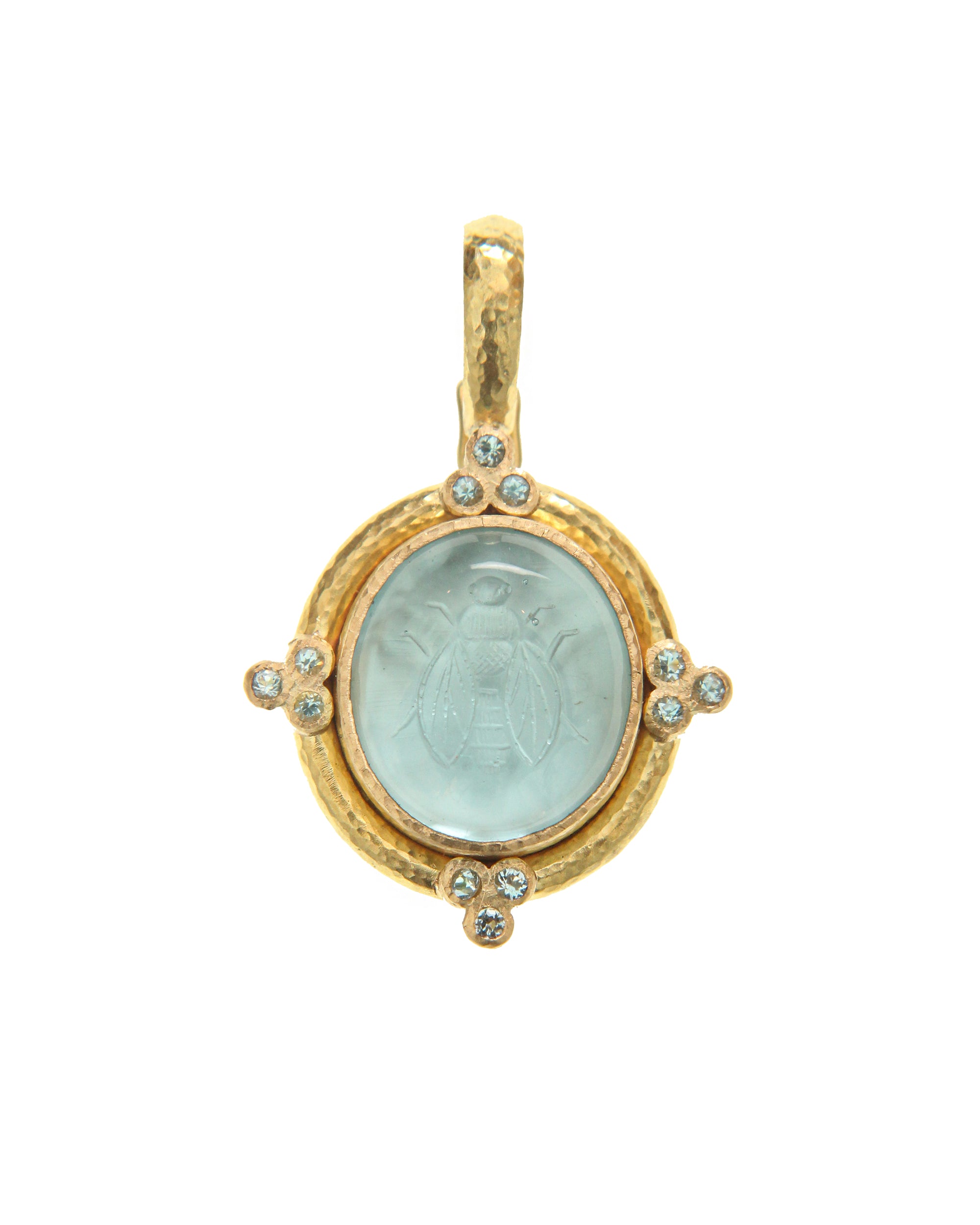 Light Aqua 'Cabochon Honey Bee' Pendant