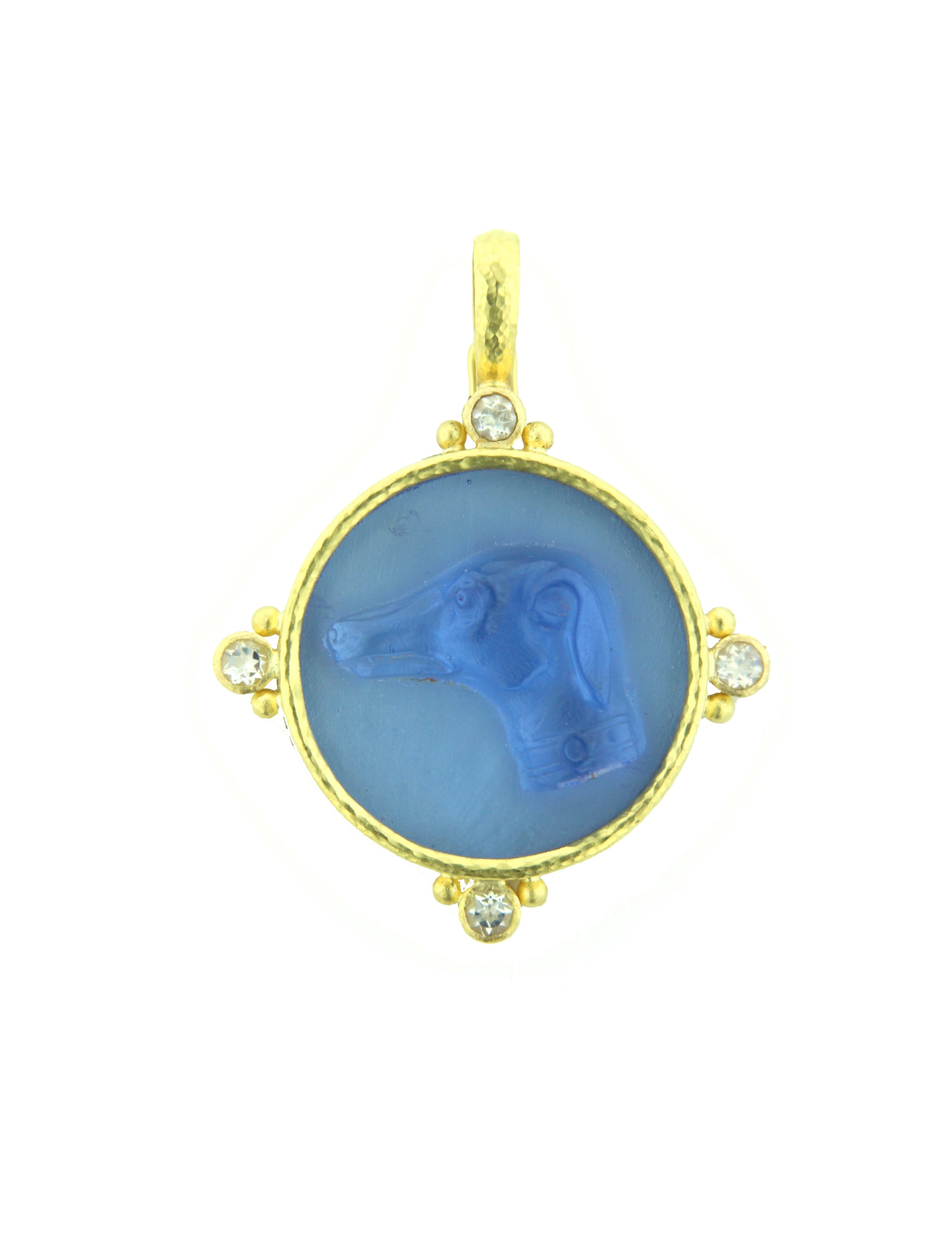 Cerulean 'Round Hound Profile' Pendant