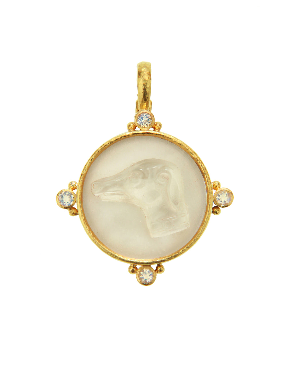Crystal 'Round Hound Profile' Pendant
