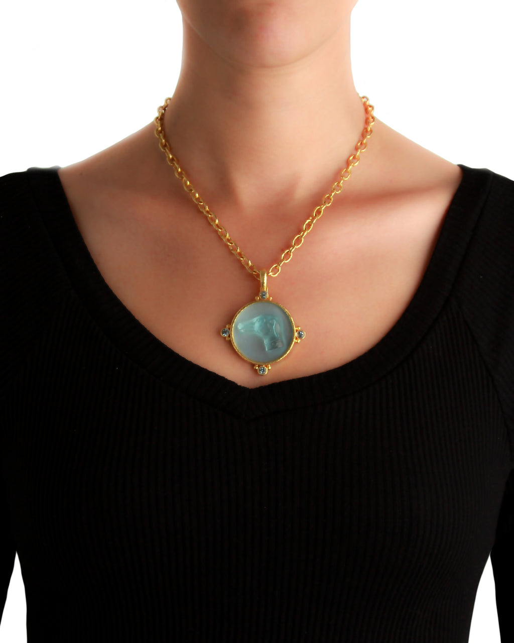 Crystal 'Round Hound Profile' Pendant