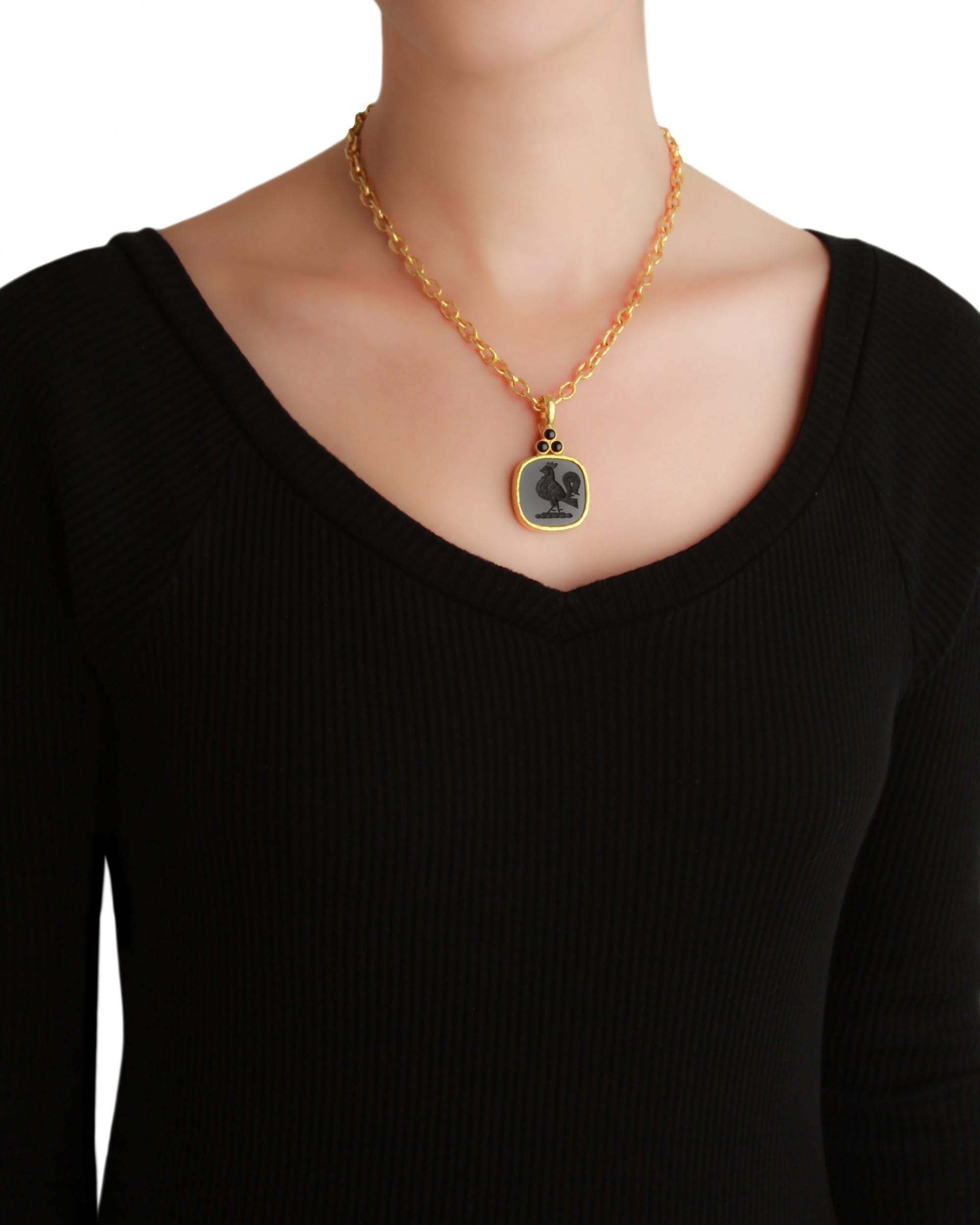 Rock Crystal 'Rooster' Pendant