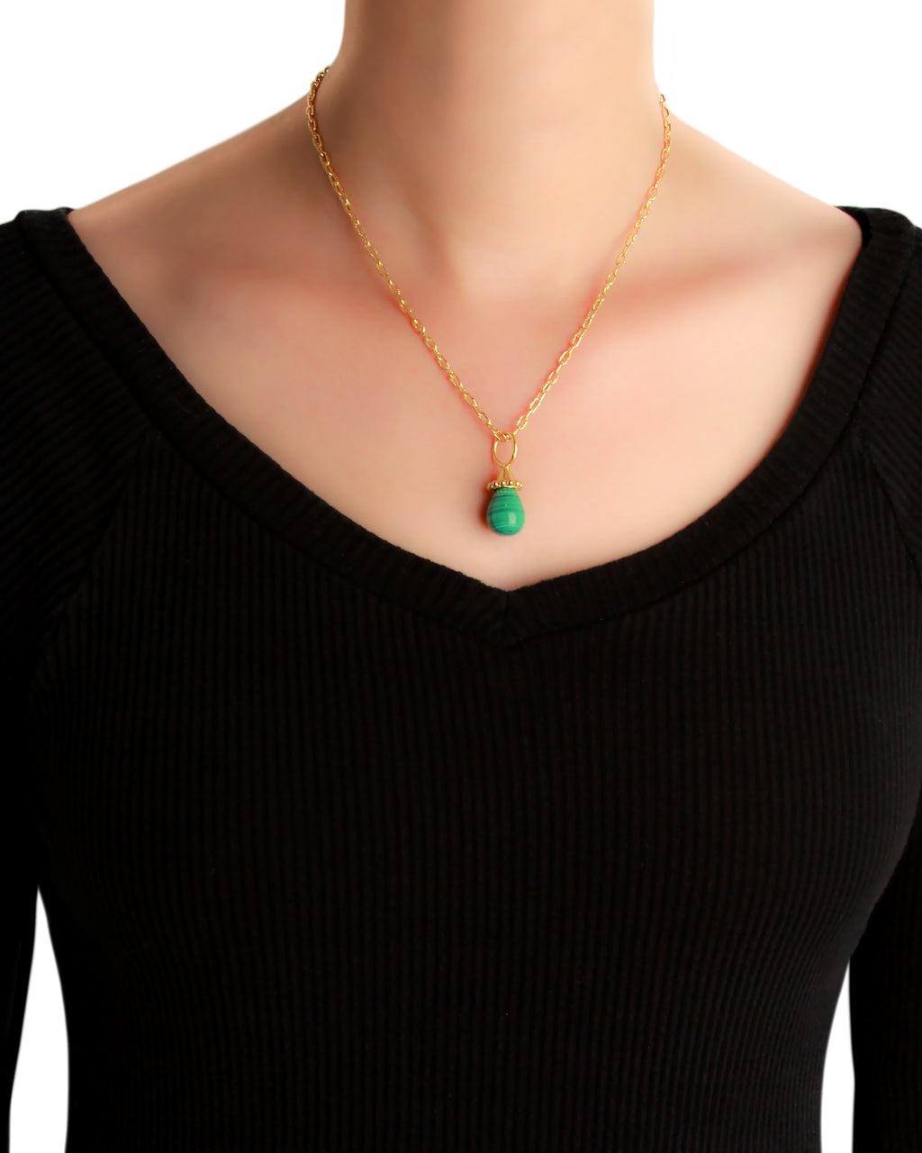 Malachite Pendant with Large Jump Ring
