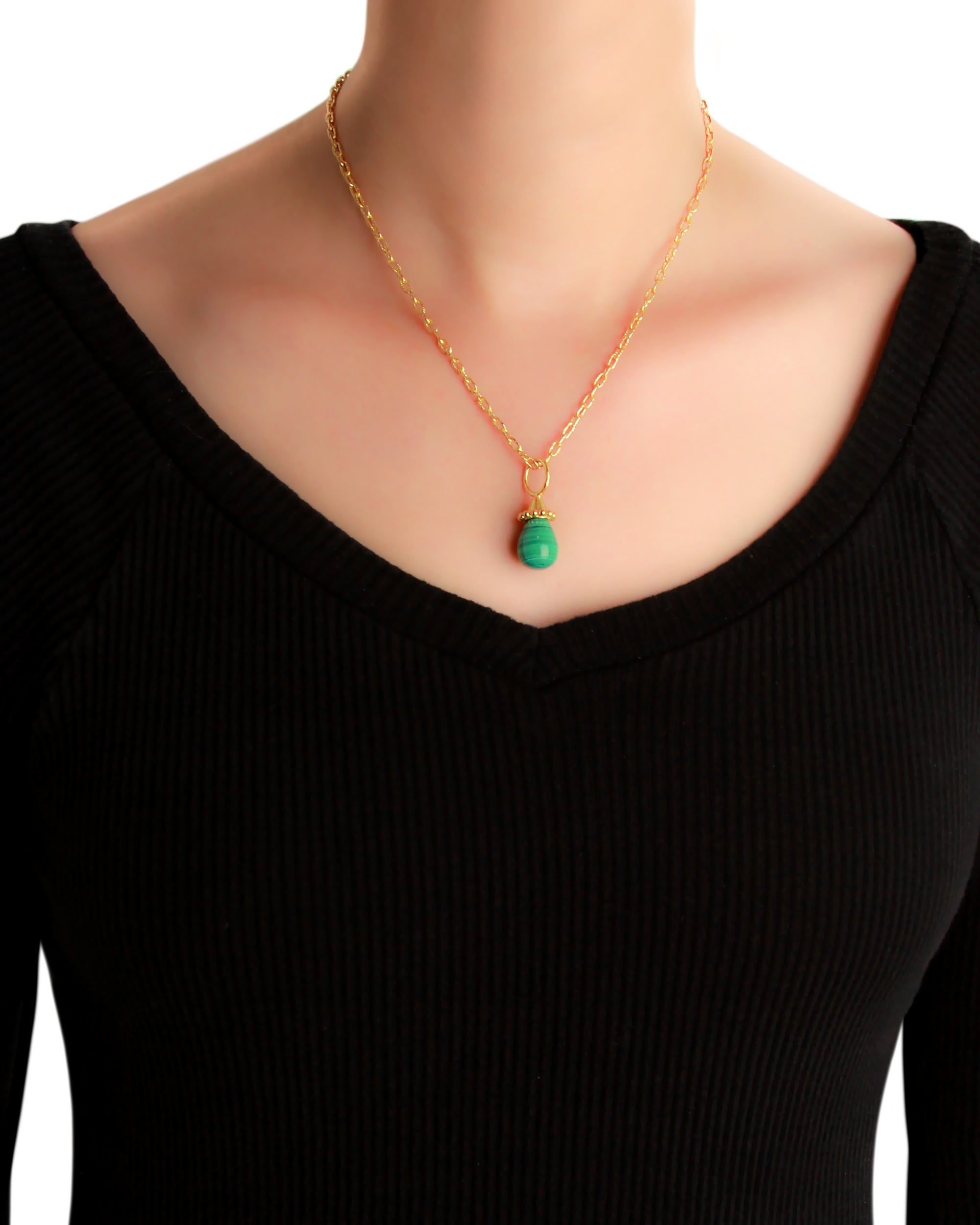 Malachite Pendant with Large Jump Ring