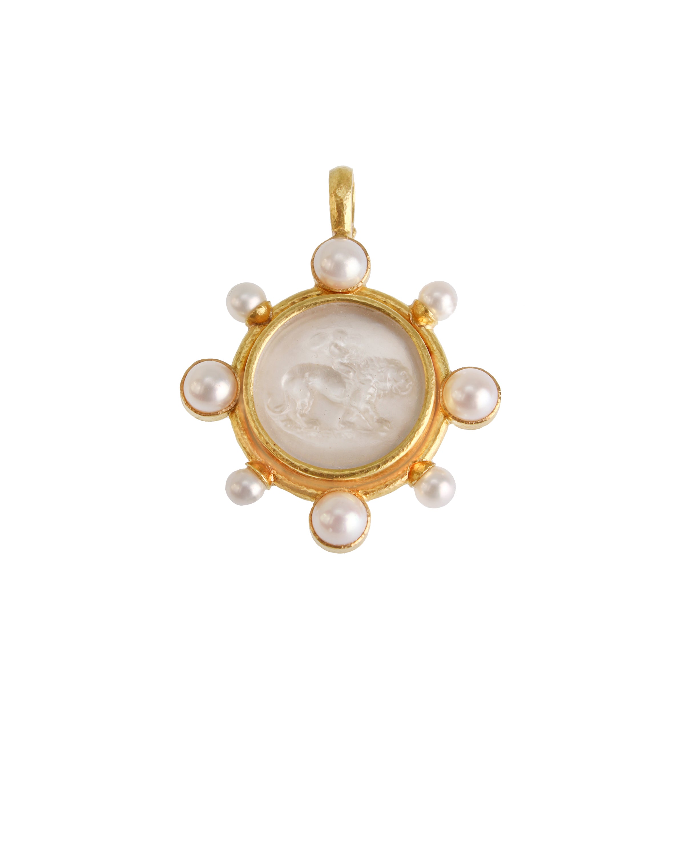 Crystal 'Cupid Riding Lion' and Pearl Pendant – Elizabeth Locke Jewels