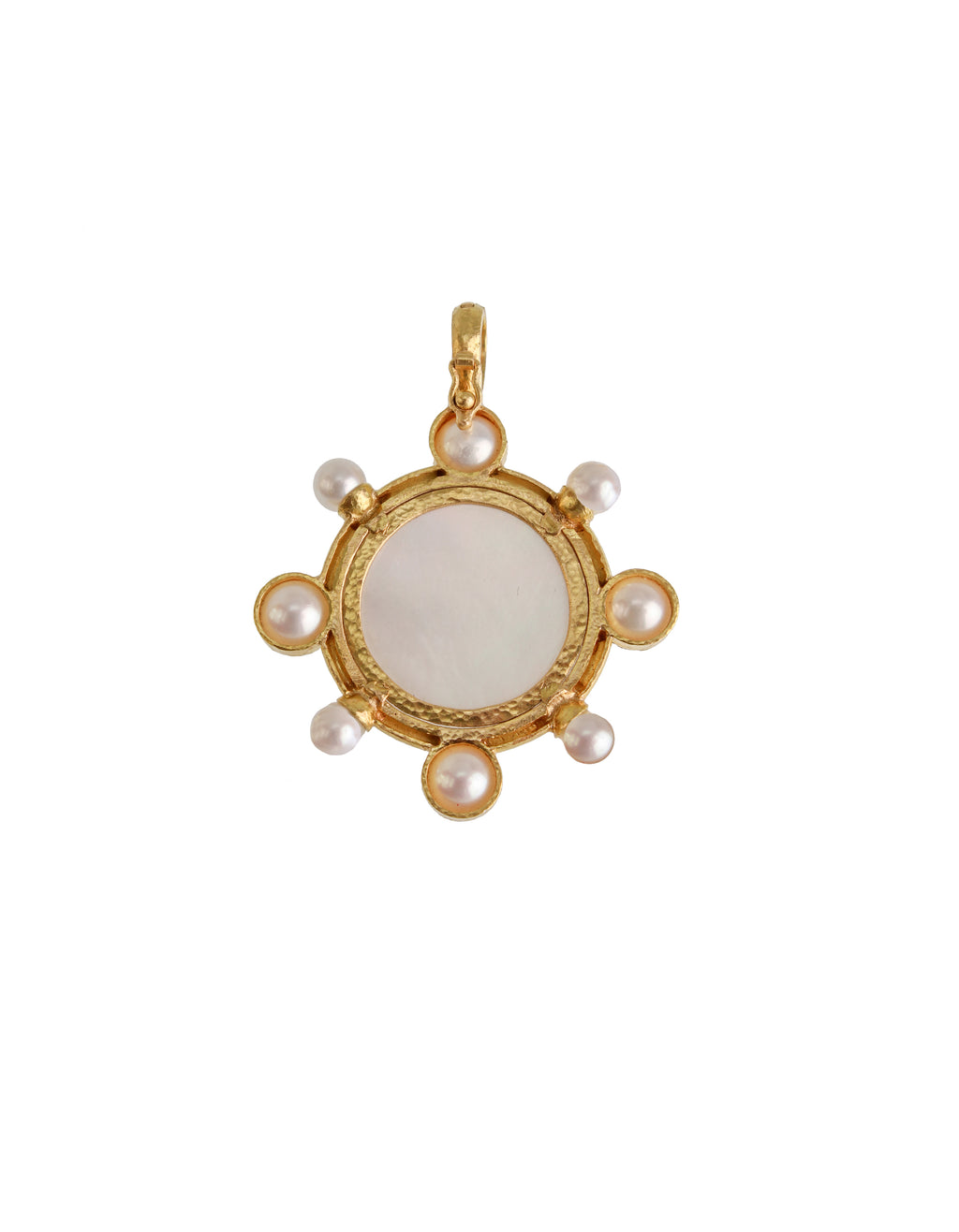 Crystal 'Cupid Riding Lion' and Pearl Pendant