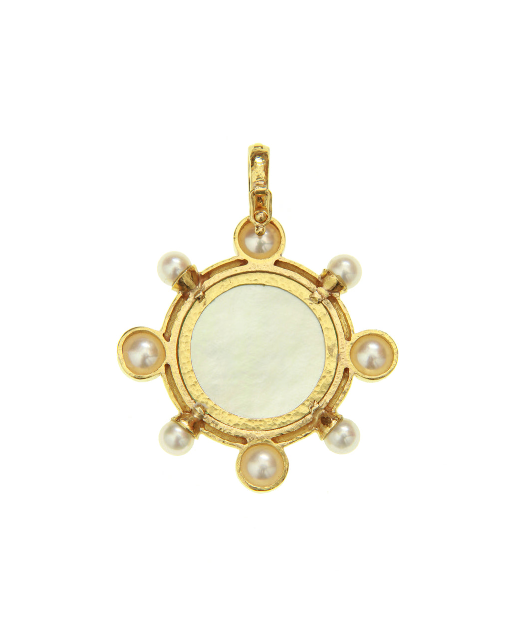 Amber 'Cupid Riding Lion' and Pearl Pendant