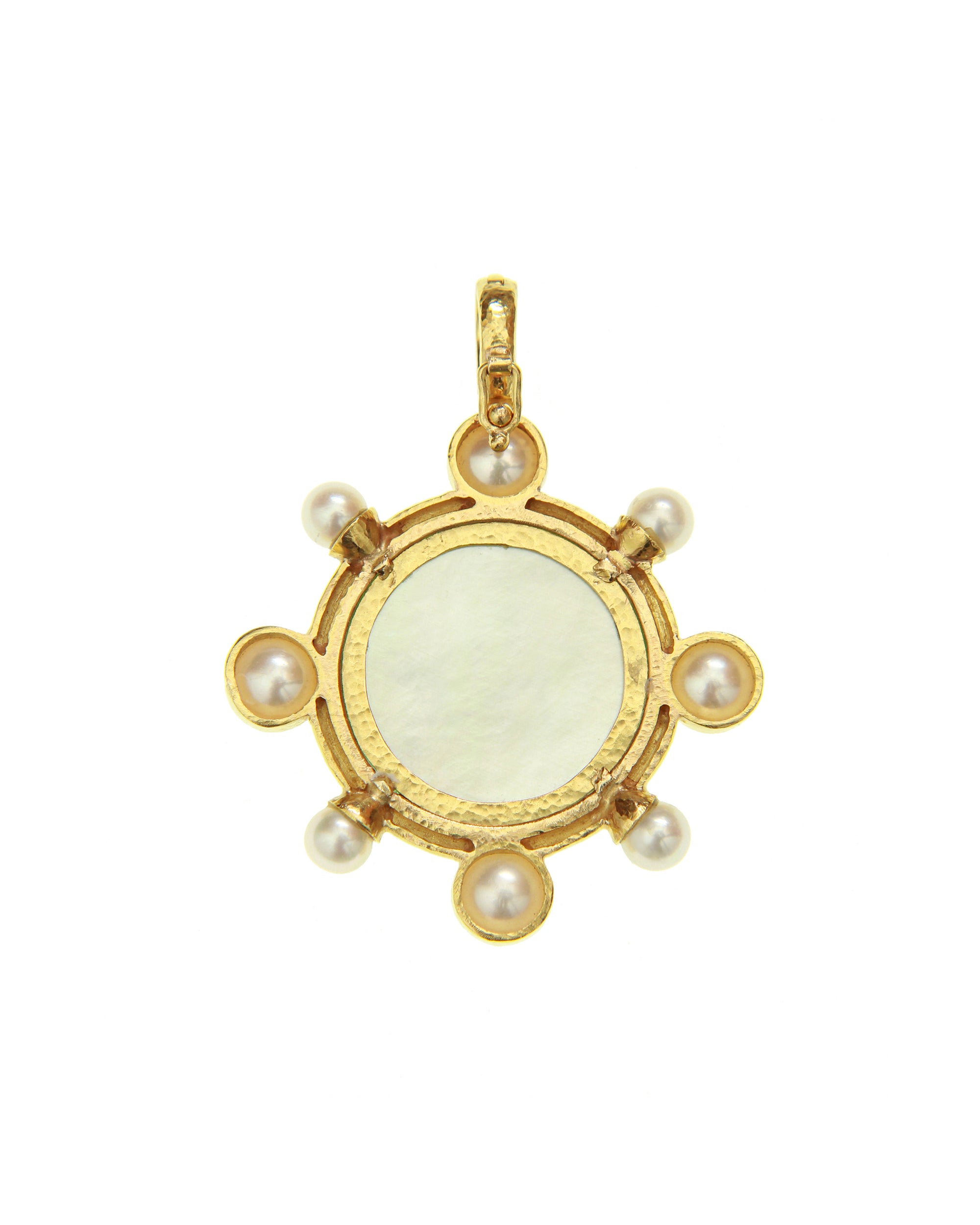 Amber 'Cupid Riding Lion' and Pearl Pendant