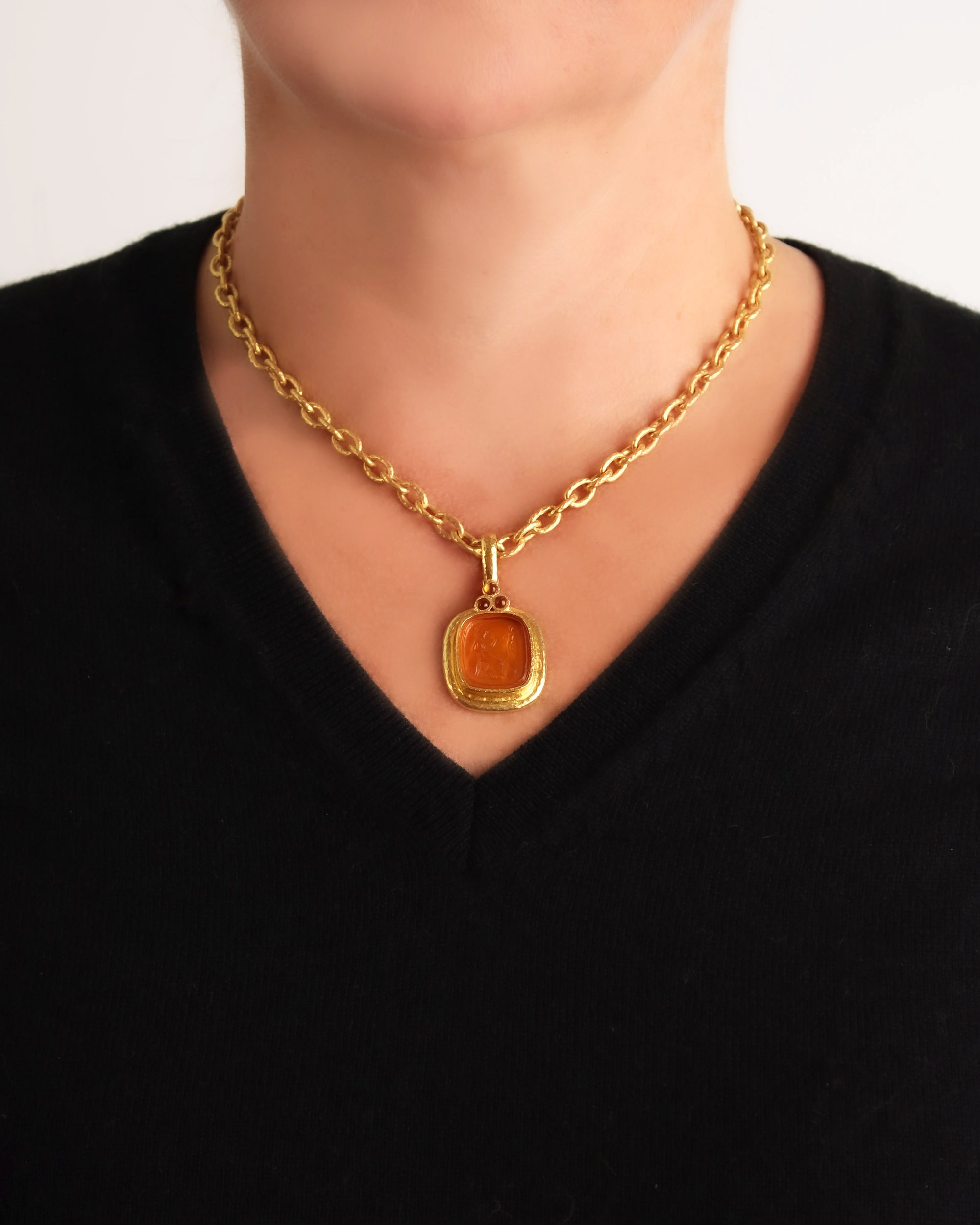 Amber 'Seated Minerva' Pendant