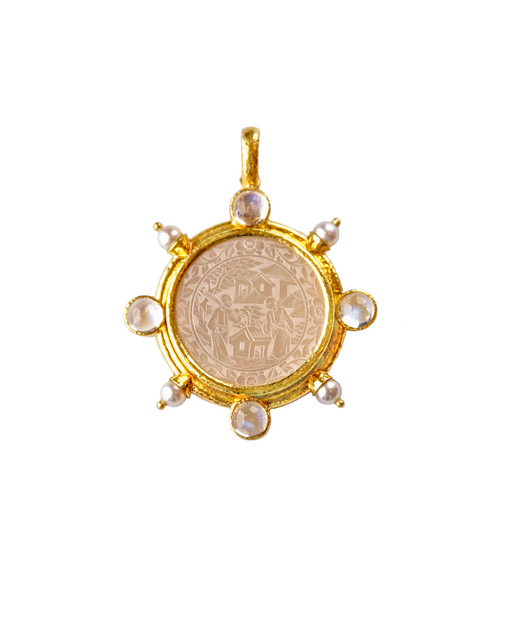 Chinese Gambling Counter and Moonstone pendant