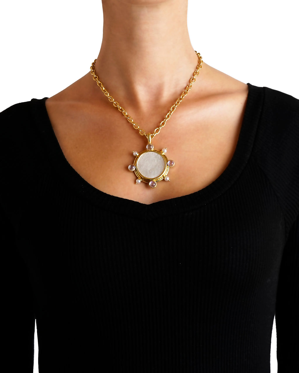 Chinese Gambling Counter and Moonstone pendant