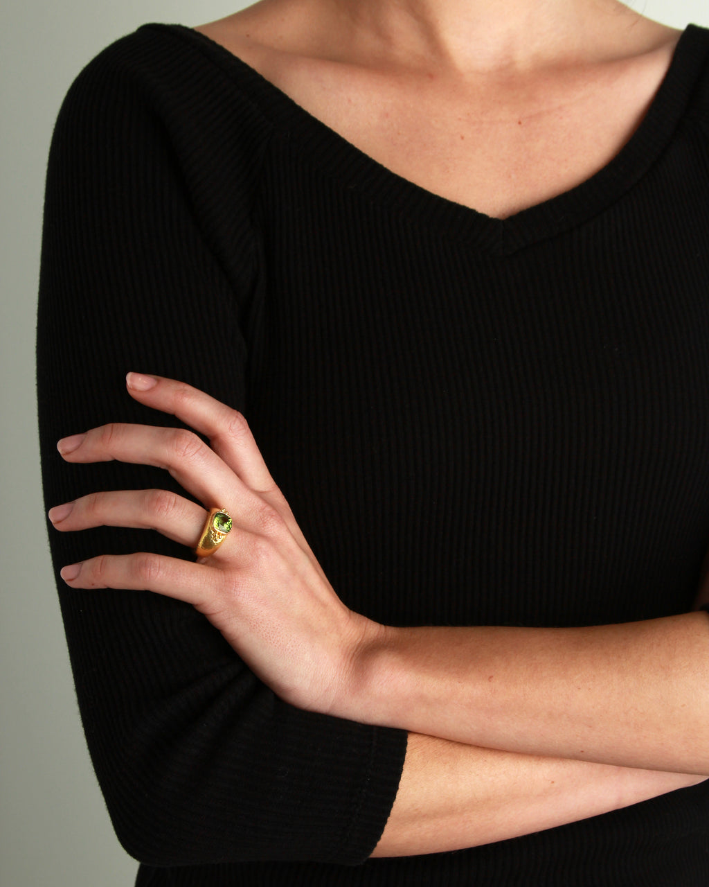 Peridot Bombe Ring with Triads