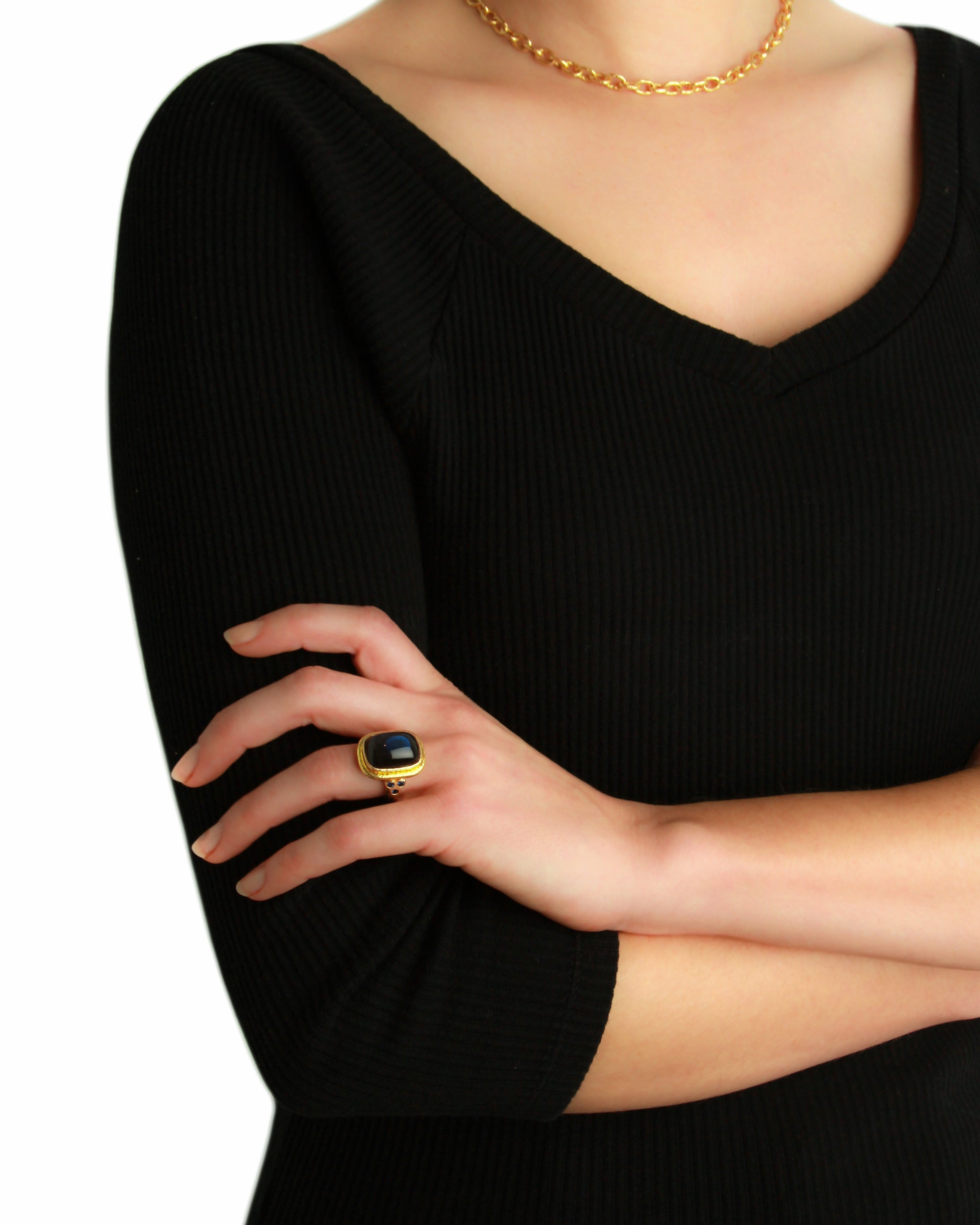 Labradorite and Blue Sapphire Ring