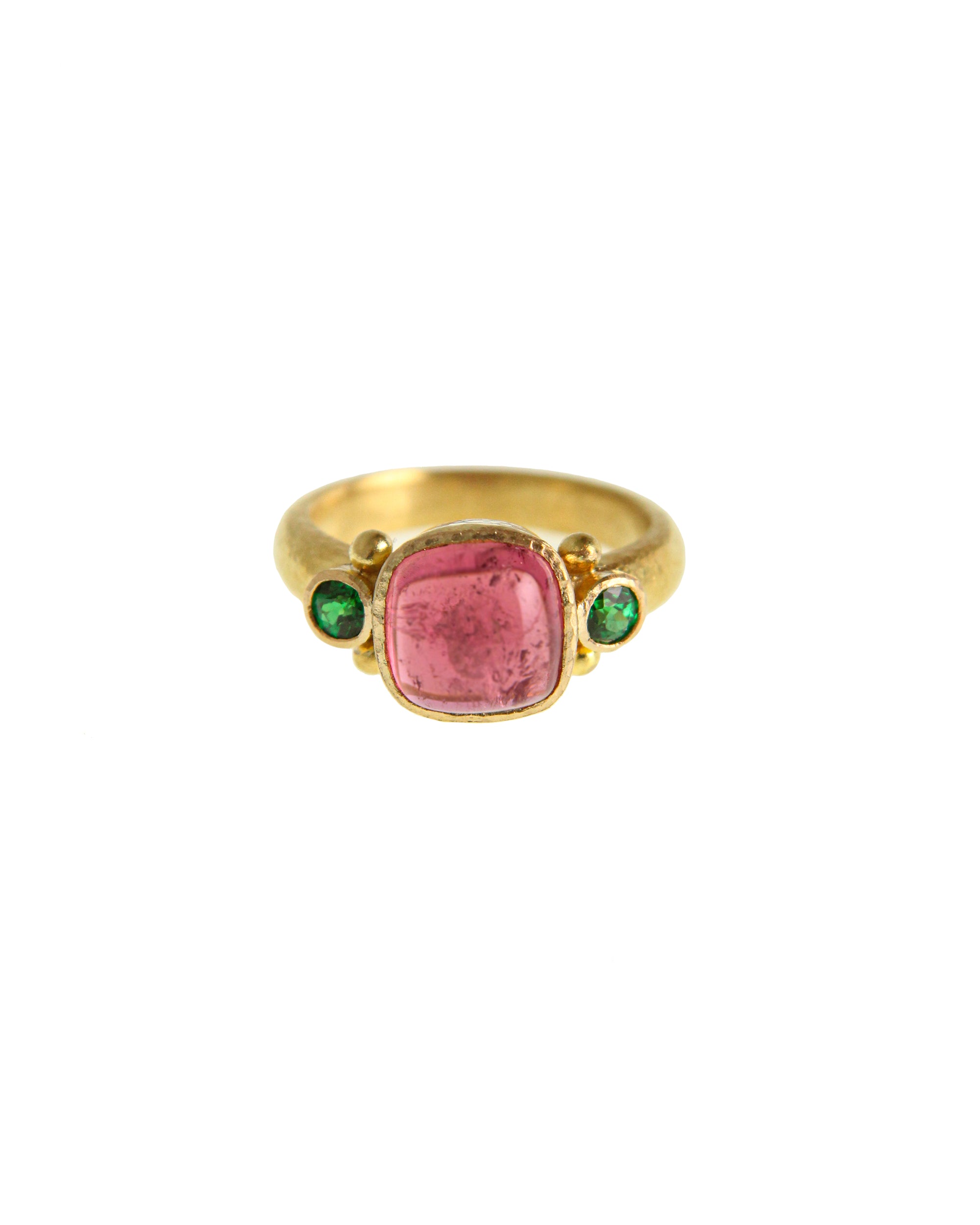 Pink Tourmaline and Tsavorite Ring