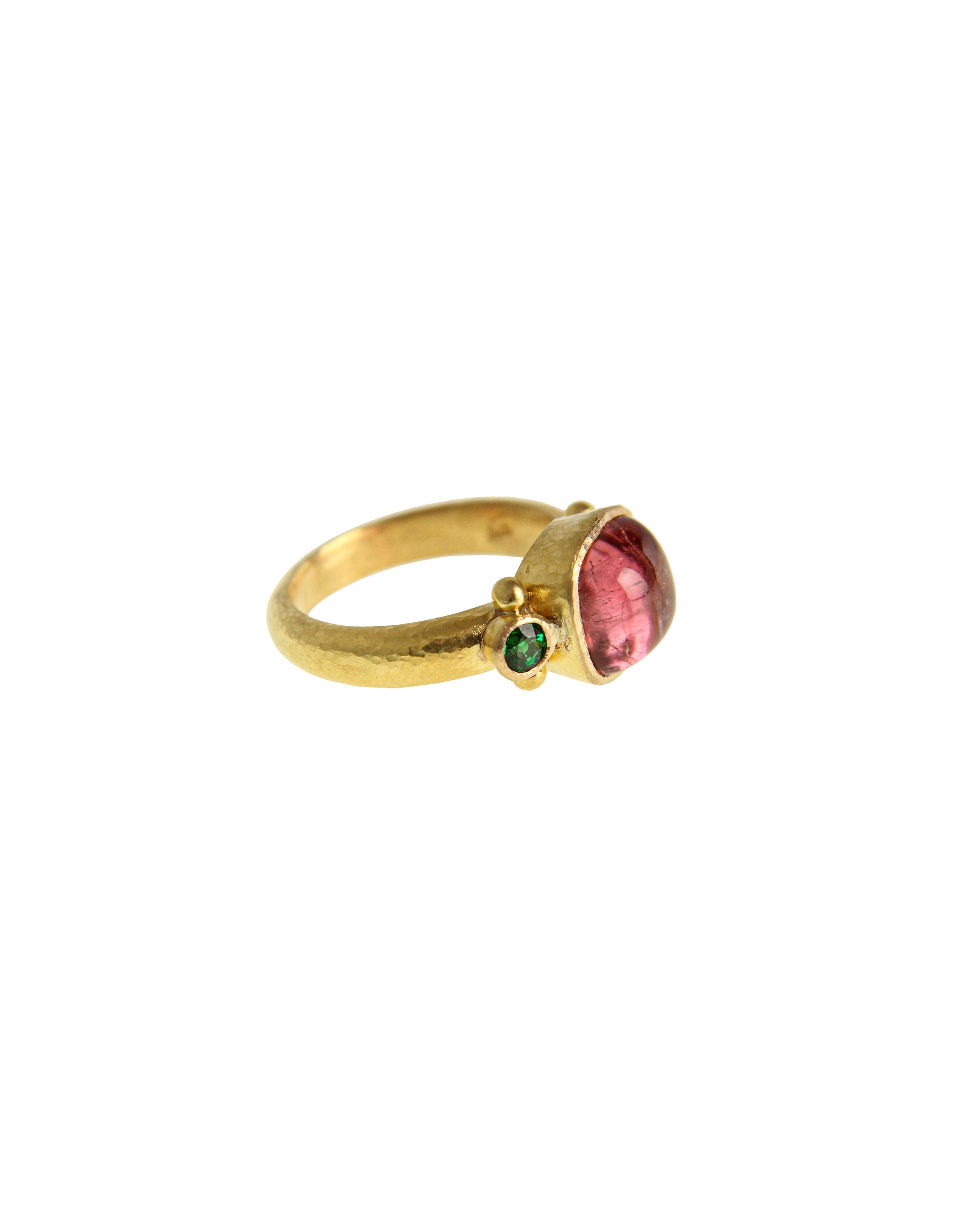 Pink Tourmaline and Tsavorite Ring