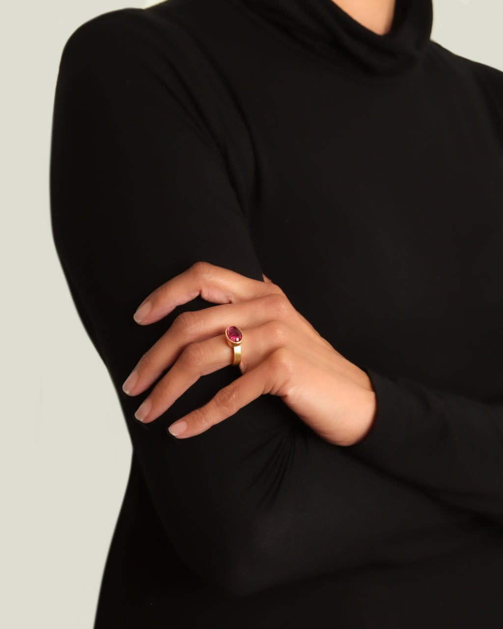 Cabochon Pink Tourmaline Ring