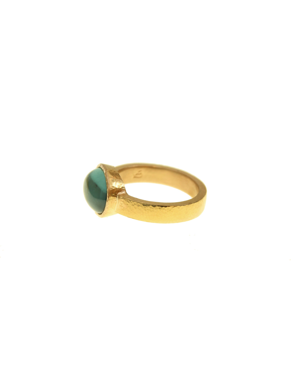 Horizontal Oval Blue-Green Tourmaline Ring