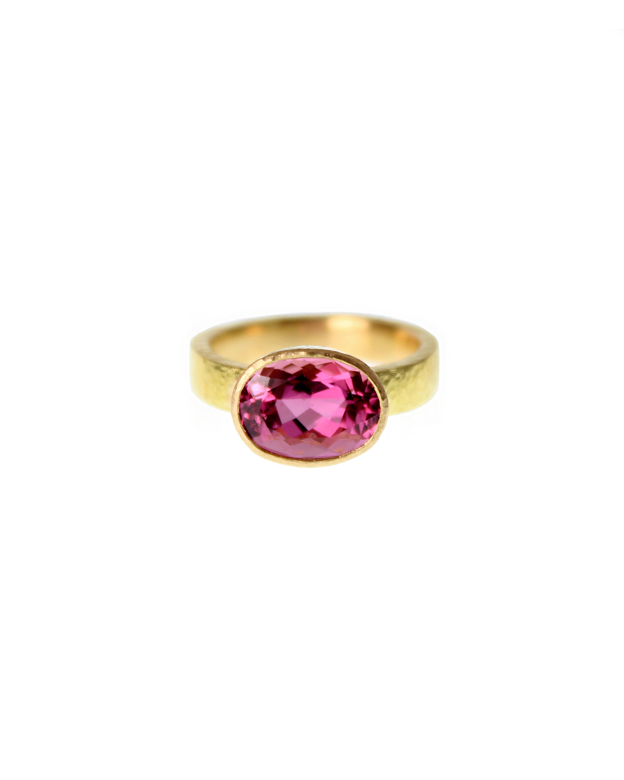 Faceted Pink Tourmaline Flat Ribbon Ring