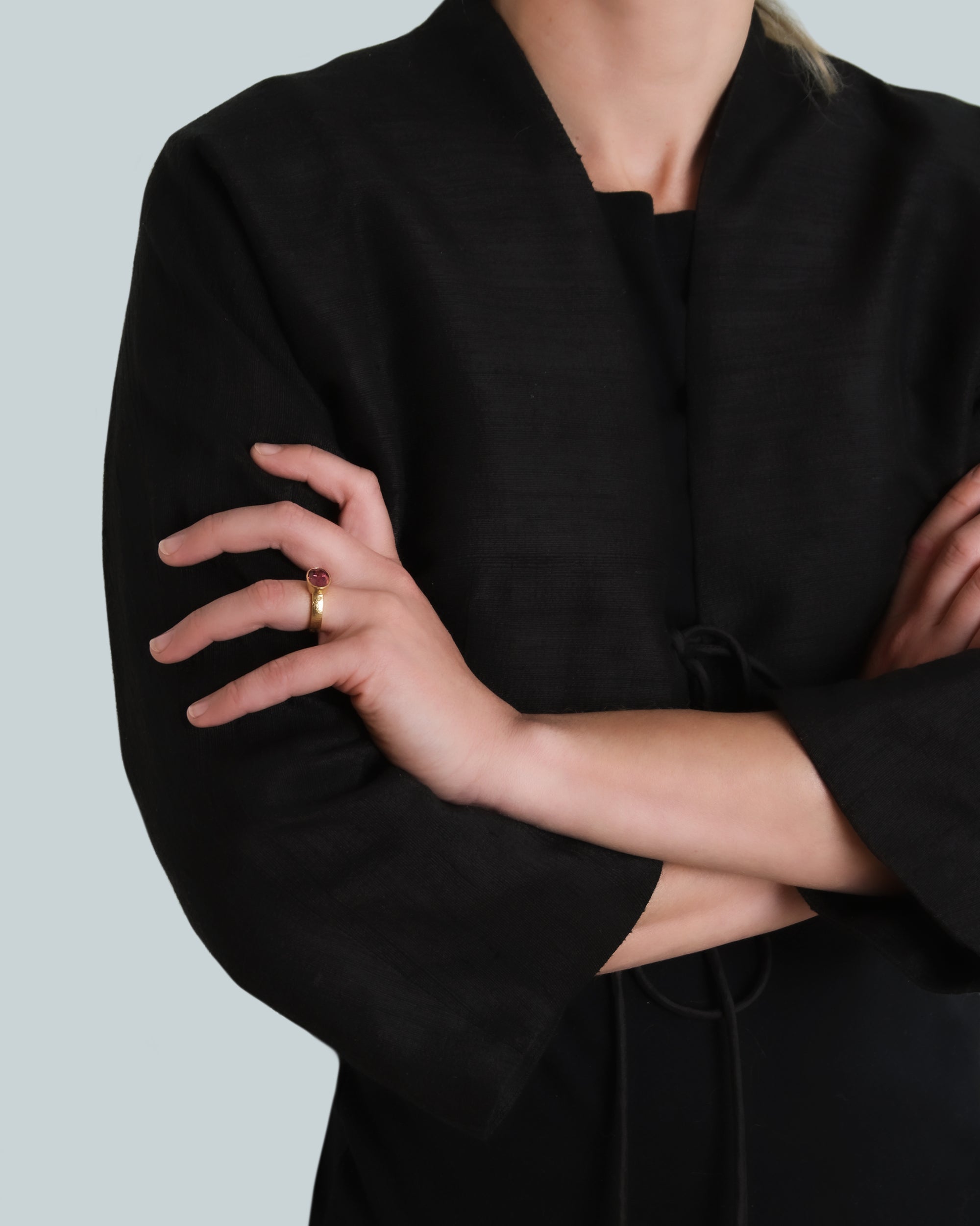 Faceted Pink Tourmaline Flat Ribbon Ring