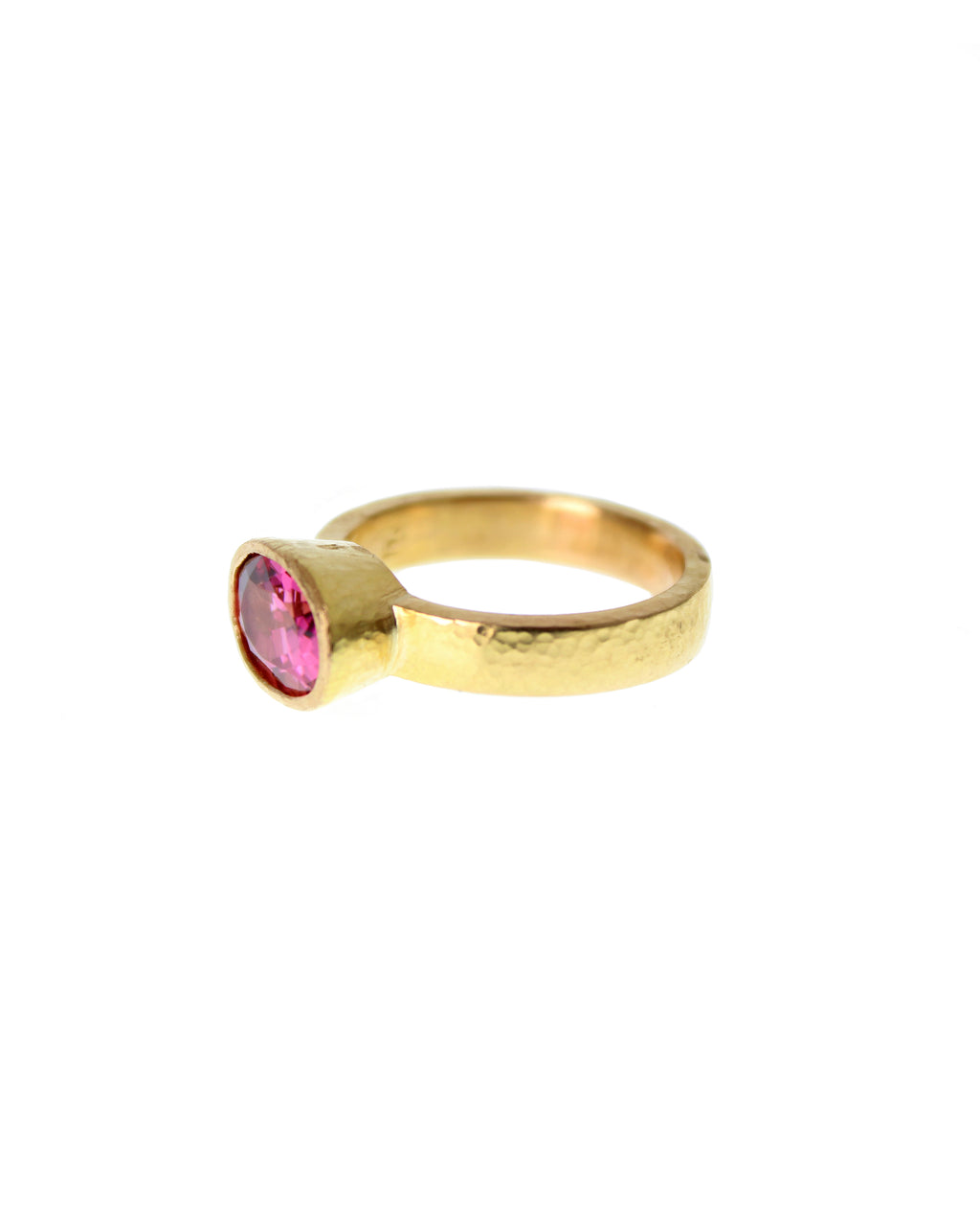 Faceted Pink Tourmaline Flat Ribbon Ring