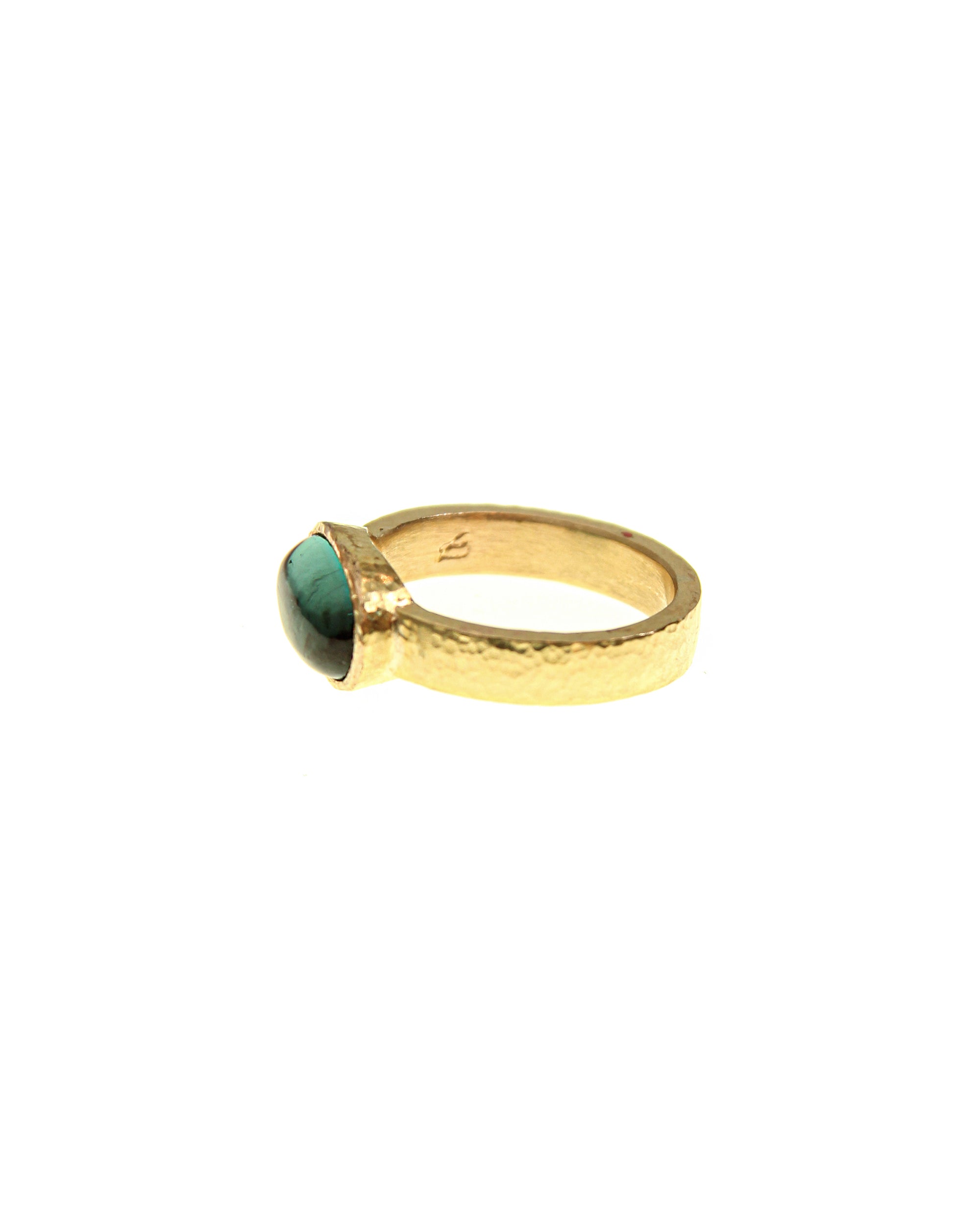 Cabochon Blue-Green Tourmaline Flat Ribbon Ring