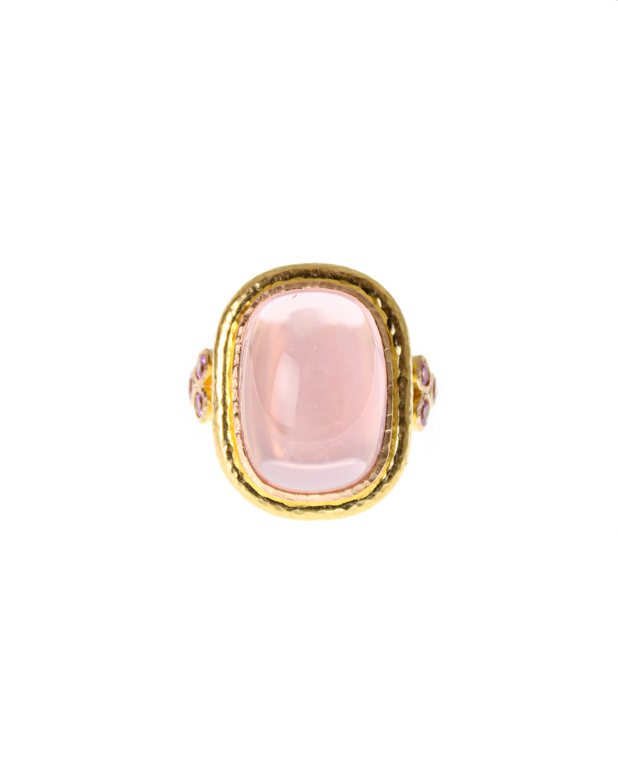 Rose Quartz with Pink Sapphires Ring