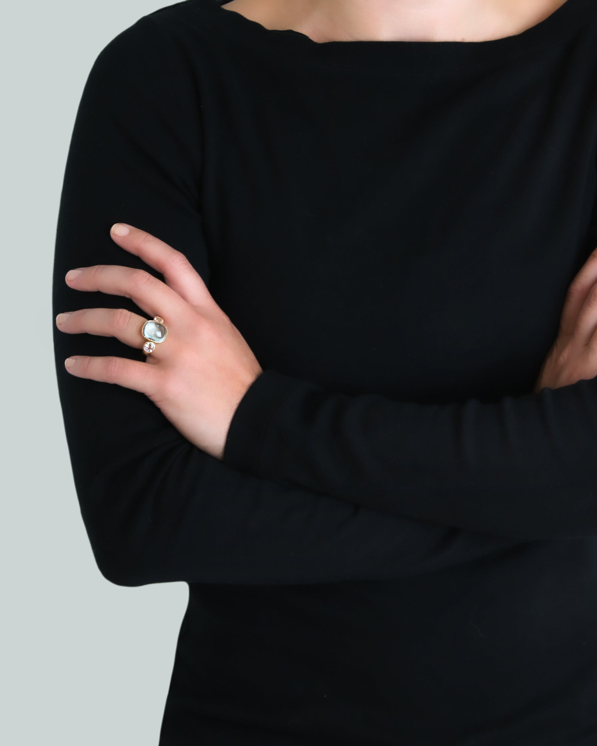 Aquamarine and Moonstone Ring