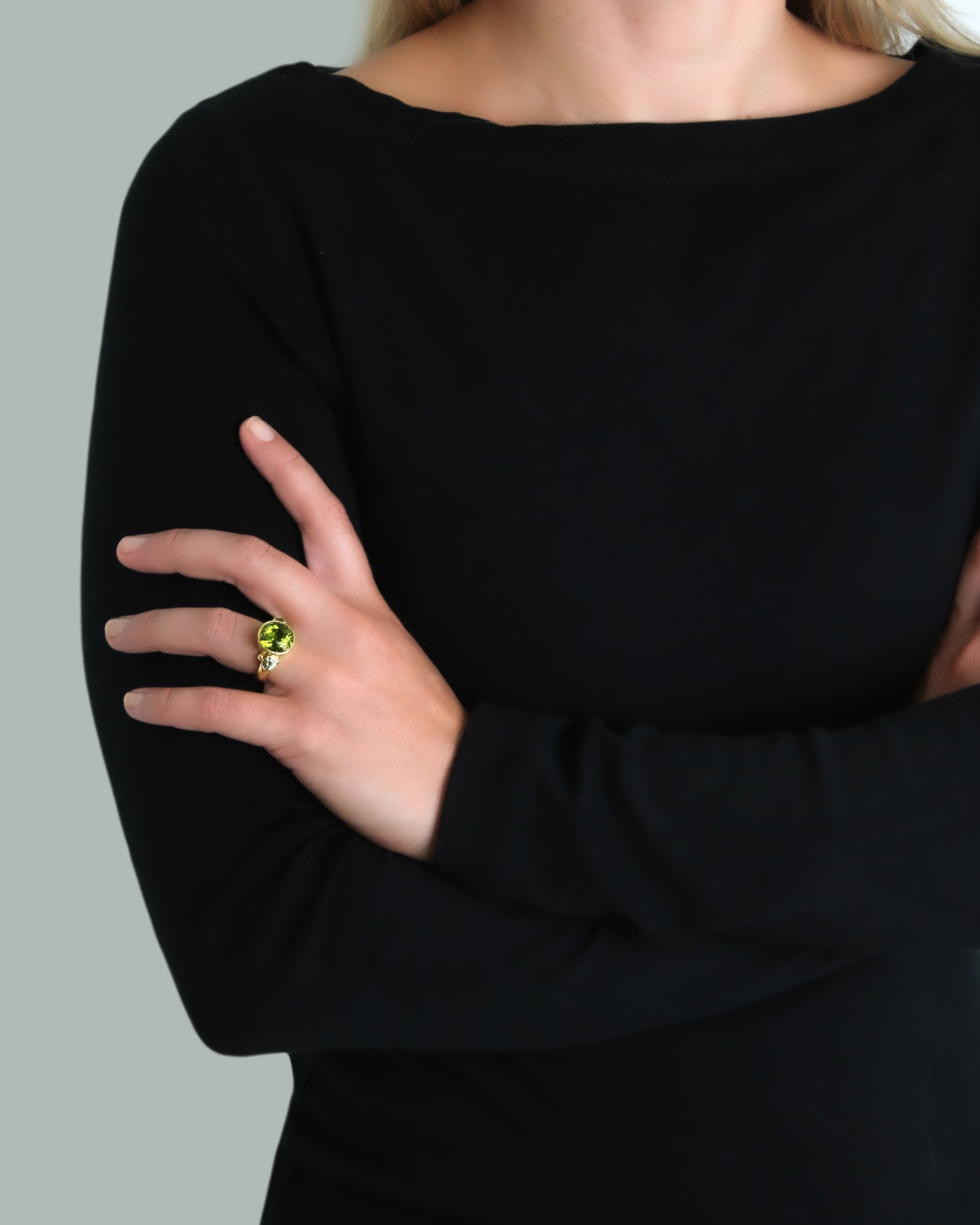 Peridot and Demantoid Garnet Ring