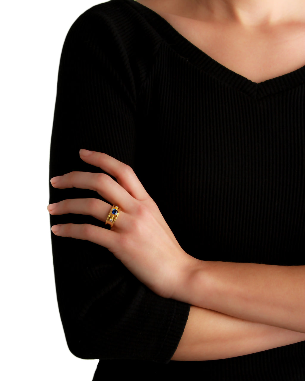 Blue Sapphire and Diamond Ring