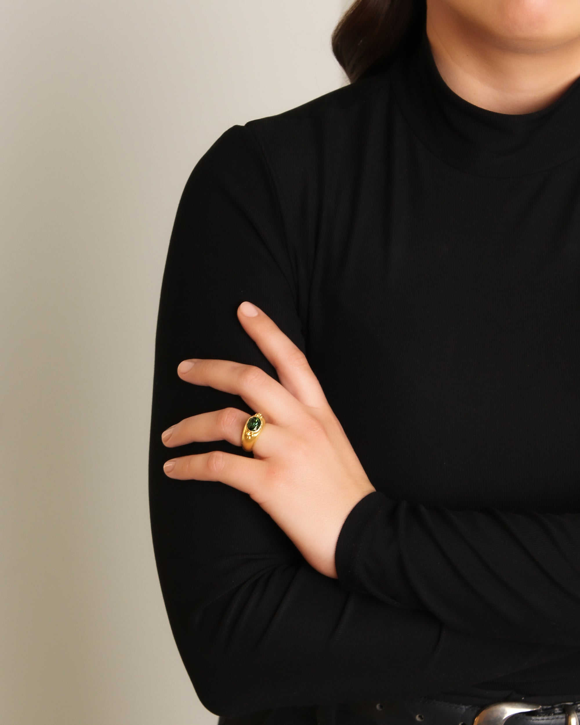 Green Tourmaline in Bombe with Triads