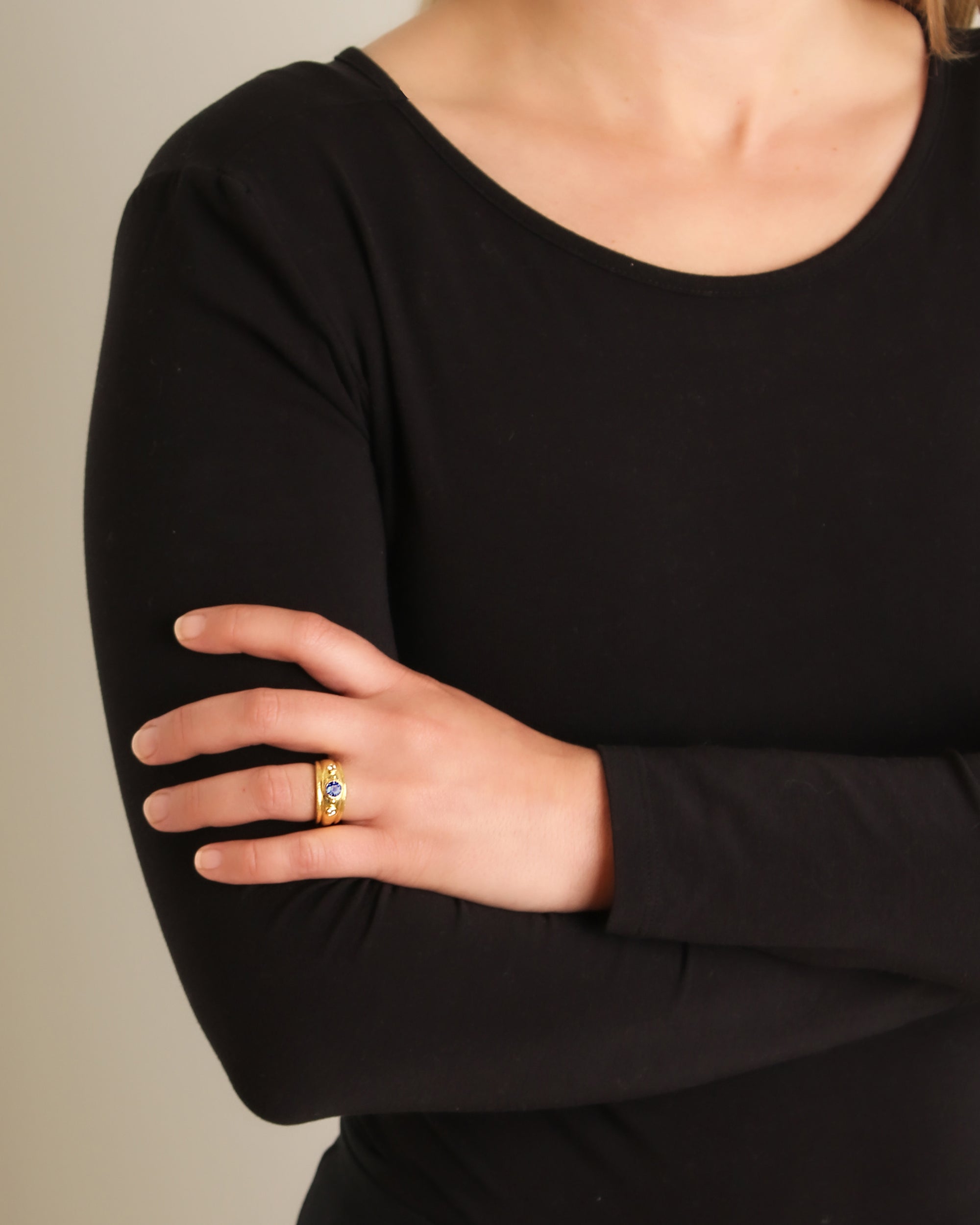 Blue Sapphire and Diamond Ring