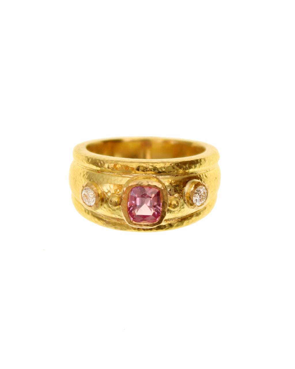 Pink Sapphire and Diamond Ring in Bombe