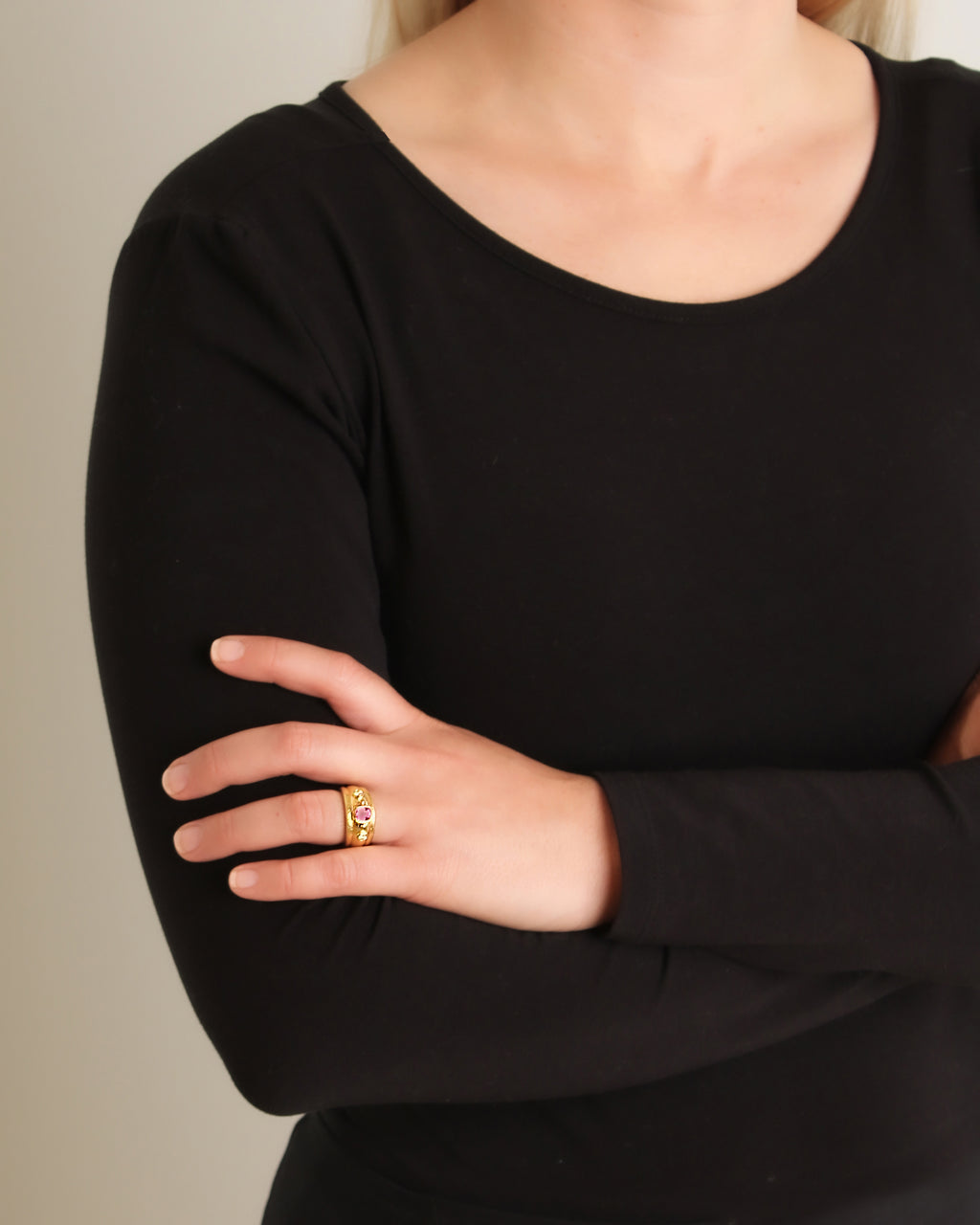 Pink Sapphire and Diamond Ring in Bombe