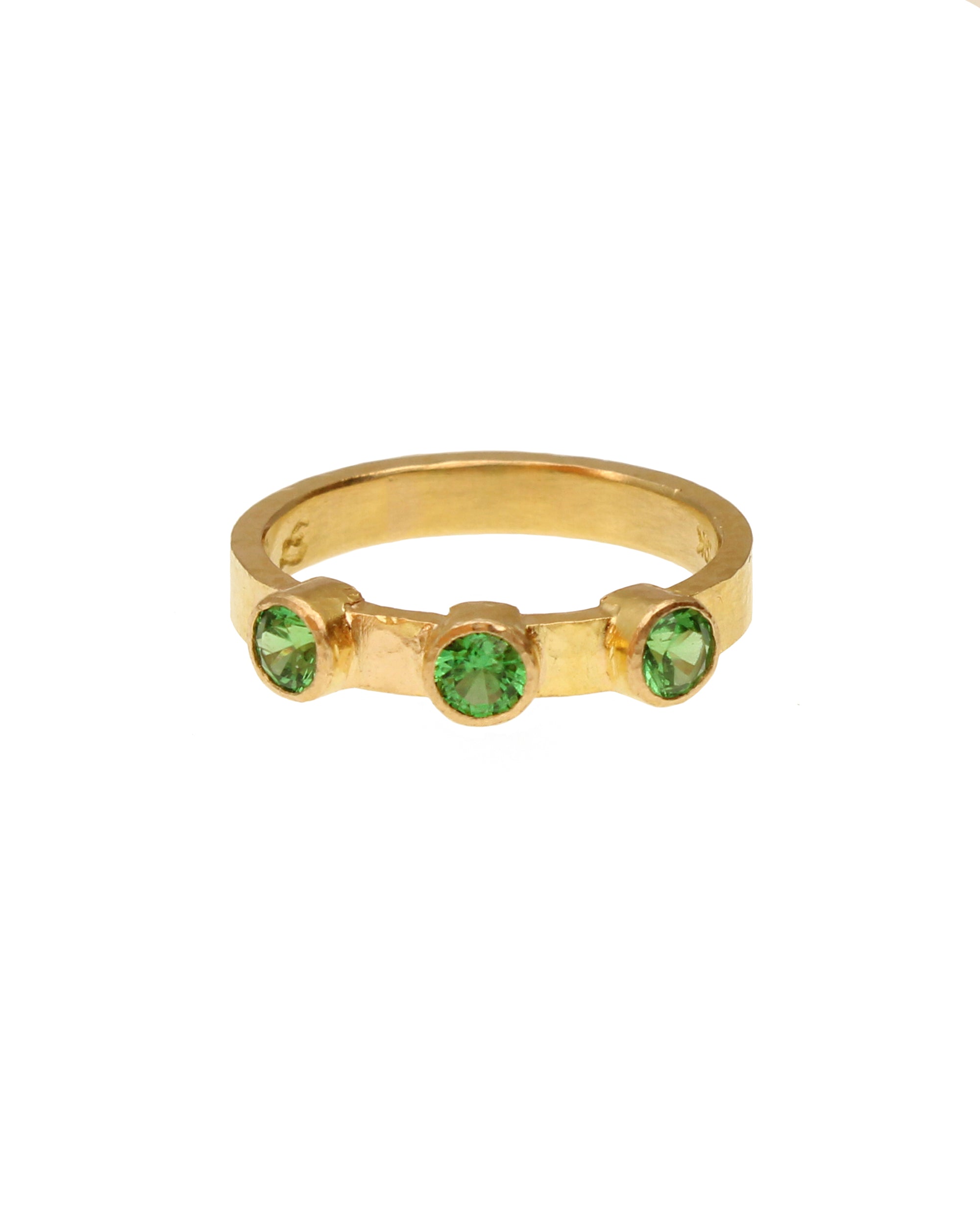 Tsavorite Flat Ribbon Stack Ring