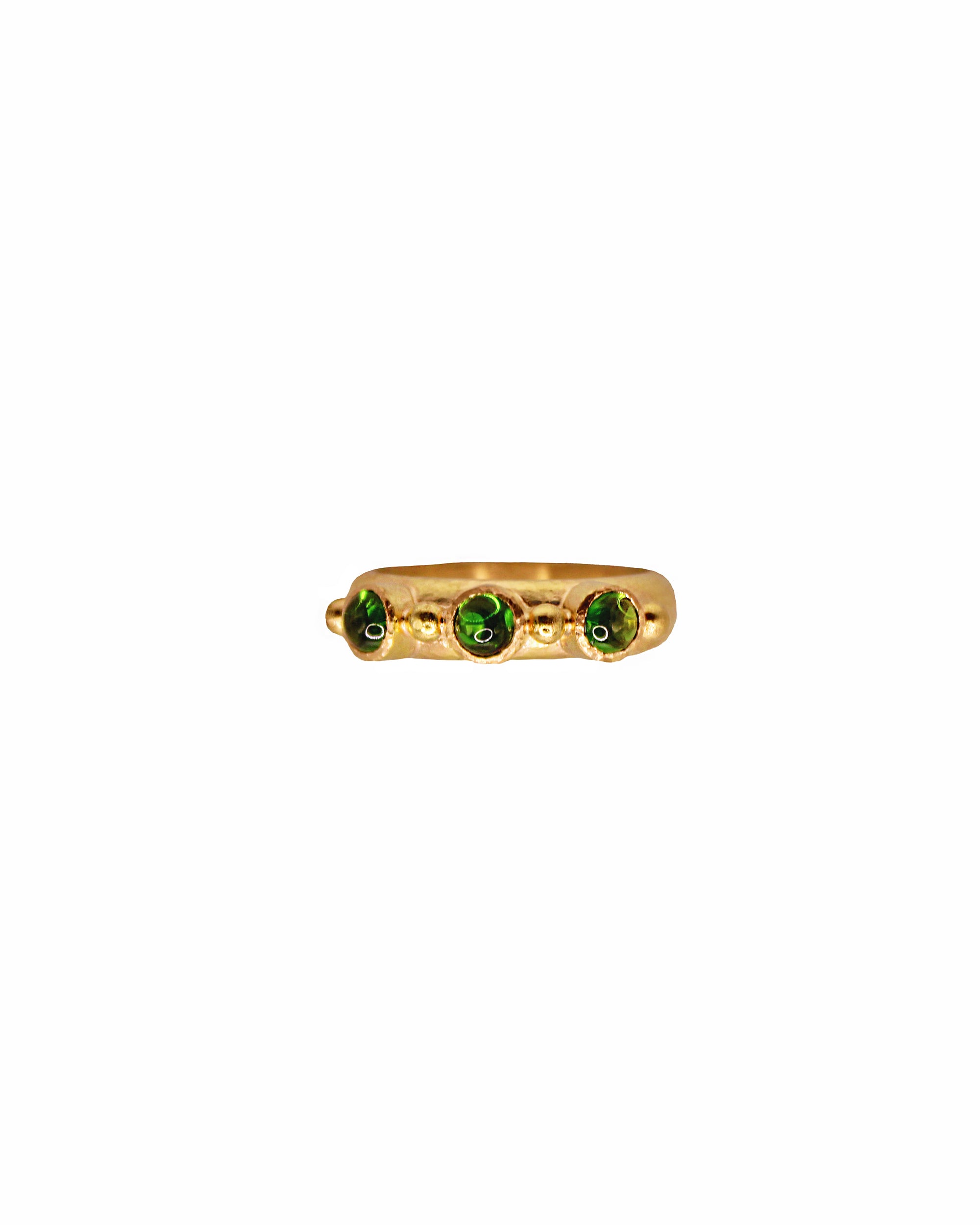 Tsavorite with Gold Dots Stack Ring