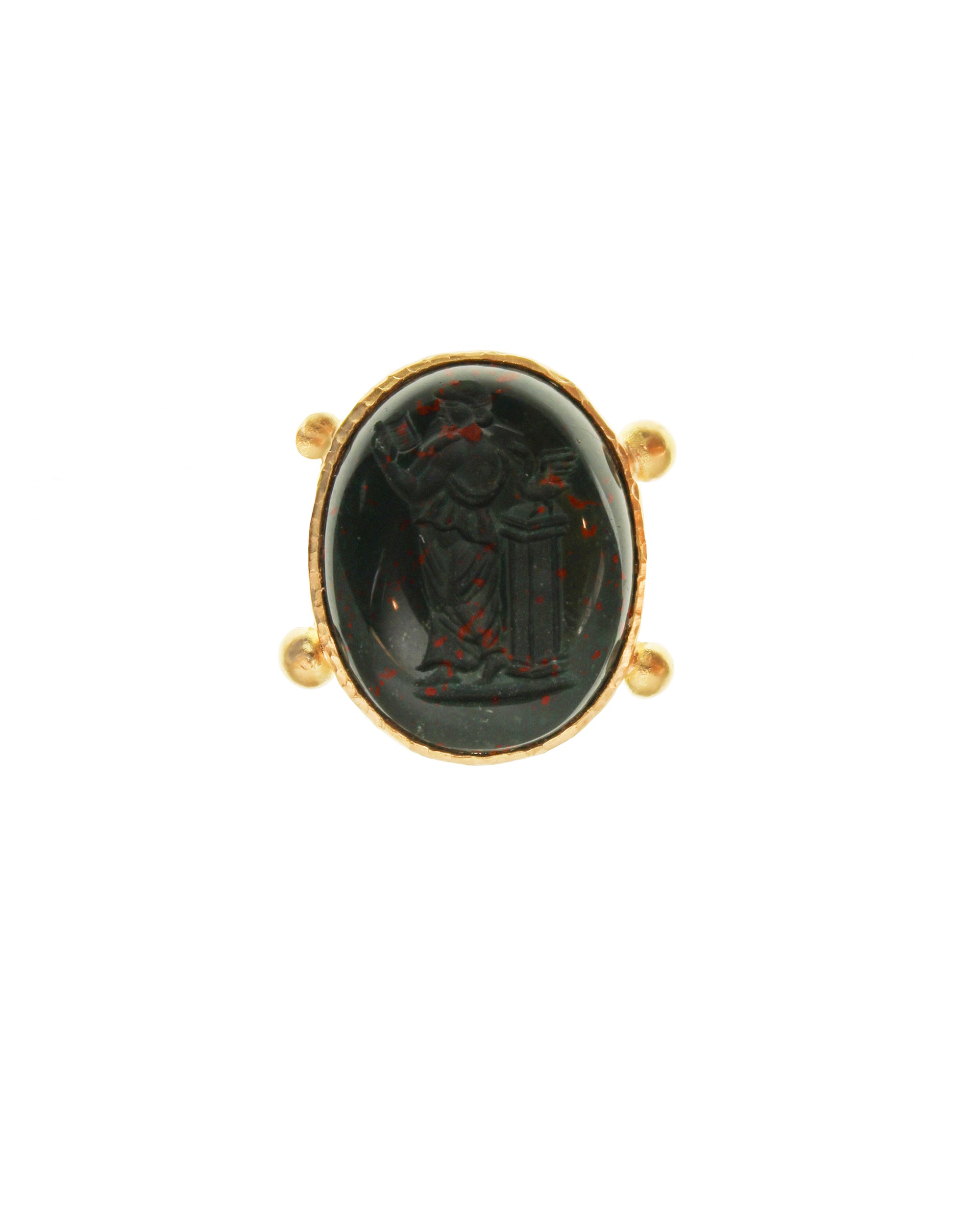 Bloodstone 'Goddess with Book' Ring