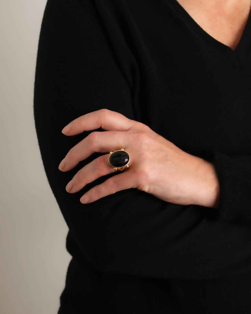 Onyx 'Goddess with Book' Ring