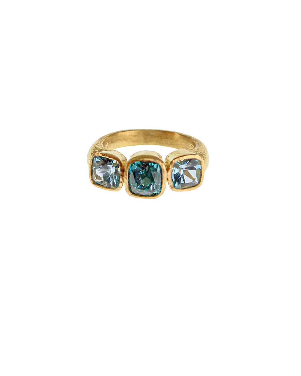 Blue Zircon and Aquamarine Ring