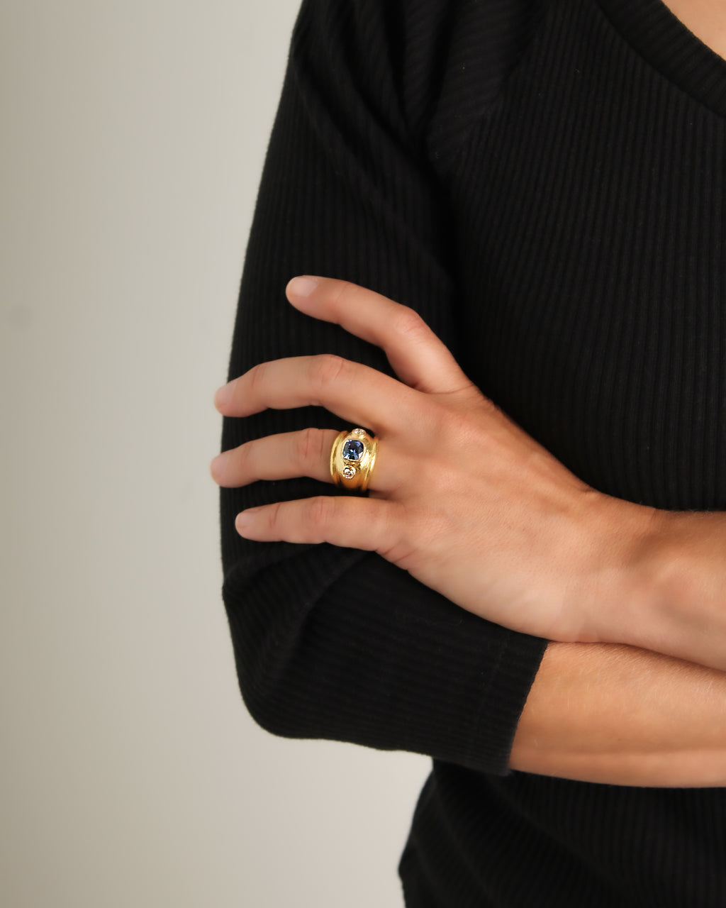 Blue Sapphire and Diamond Ring