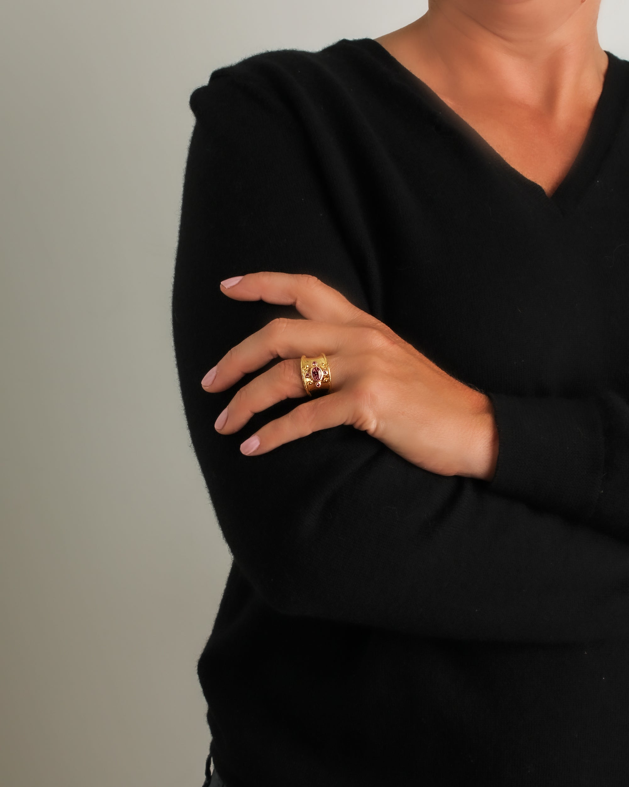 Pink Sapphire Tapered Cigar Band Ring