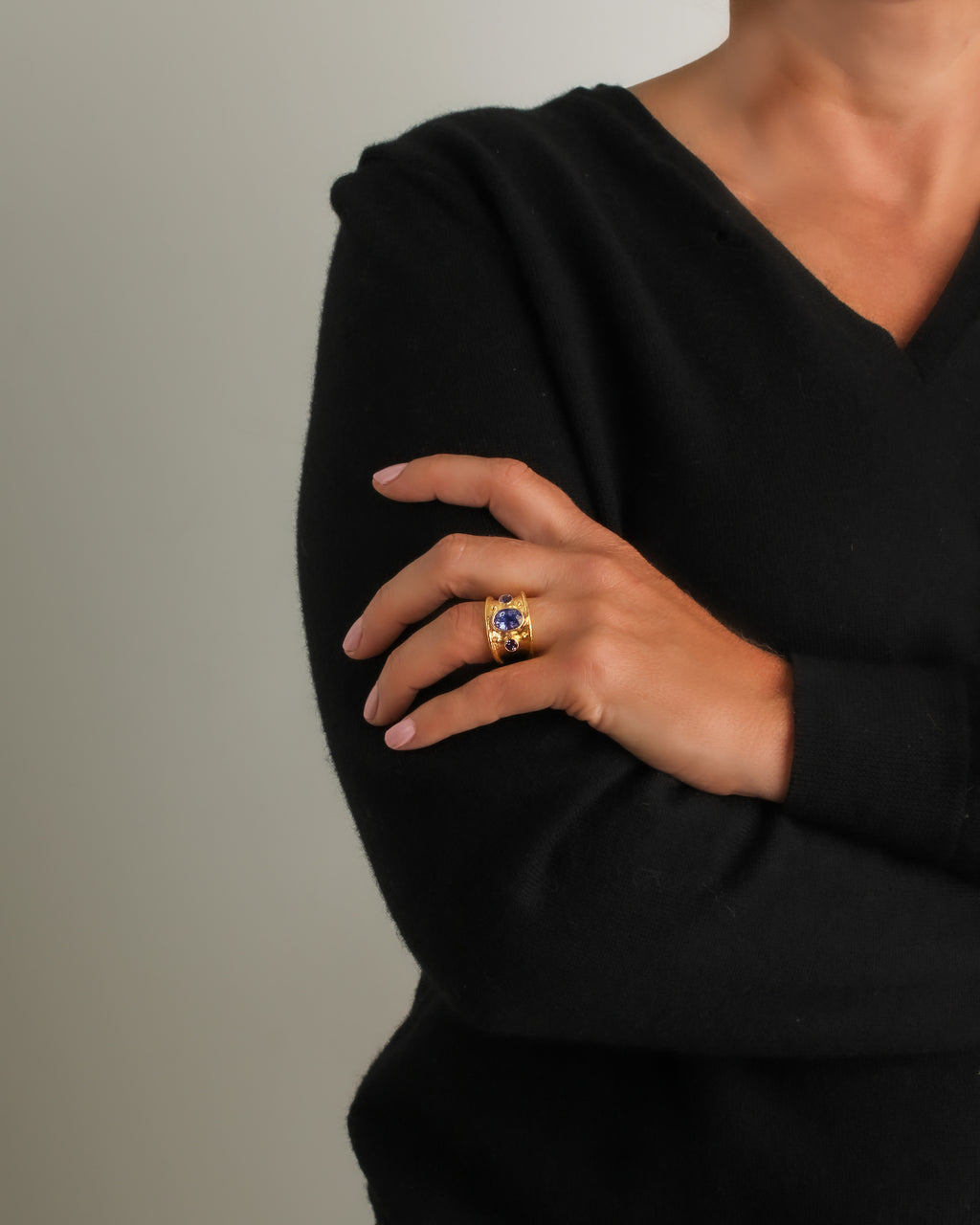 Blue Sapphire Tapered Cigar Band Ring