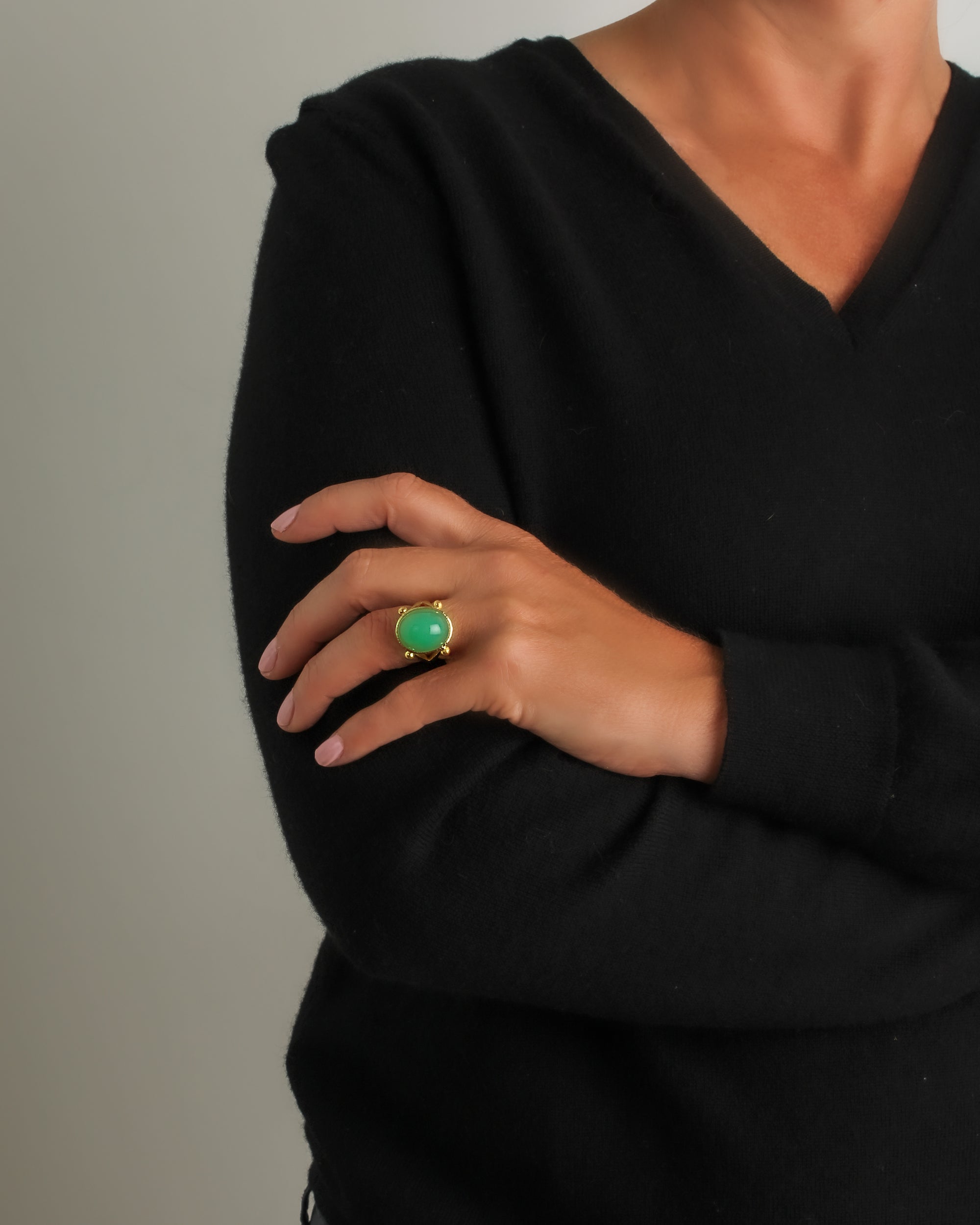 Chrysoprase Split Shank Ring