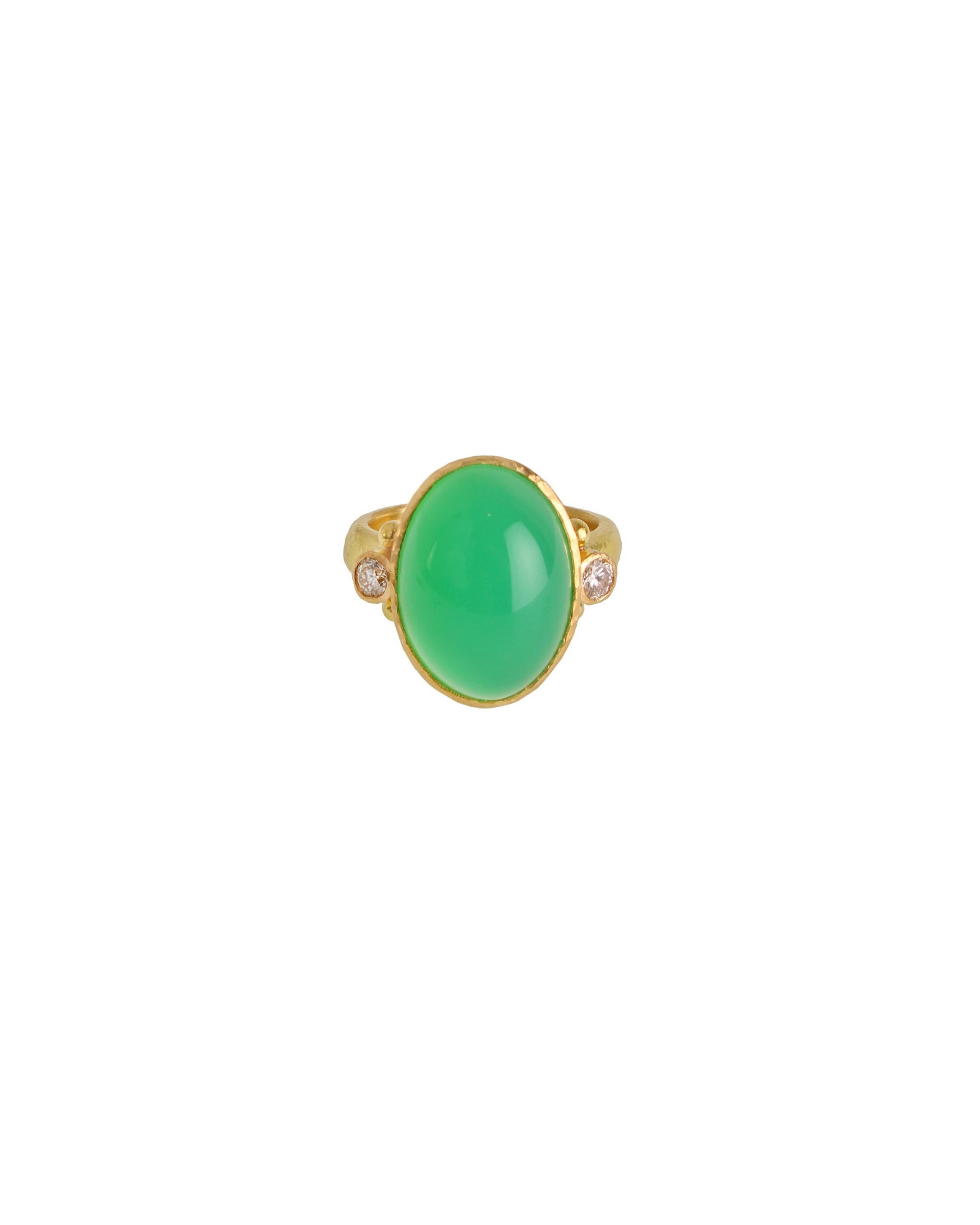 Chrysoprase with Diamonds Ring