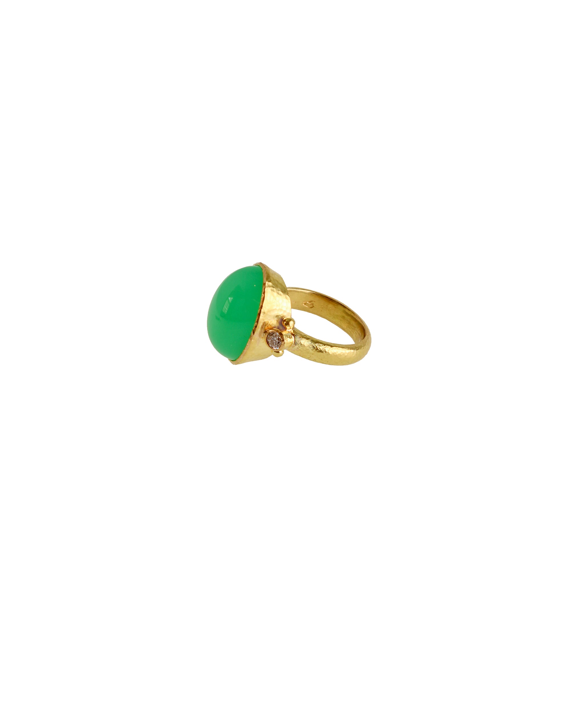 Chrysoprase with Diamonds Ring