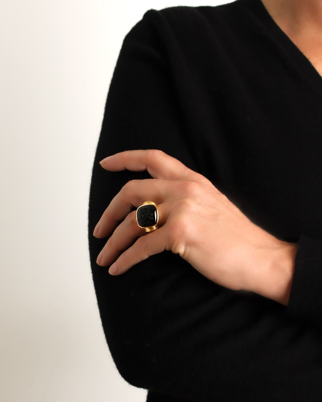 Onyx 'Cupid on Dolphin' Ring