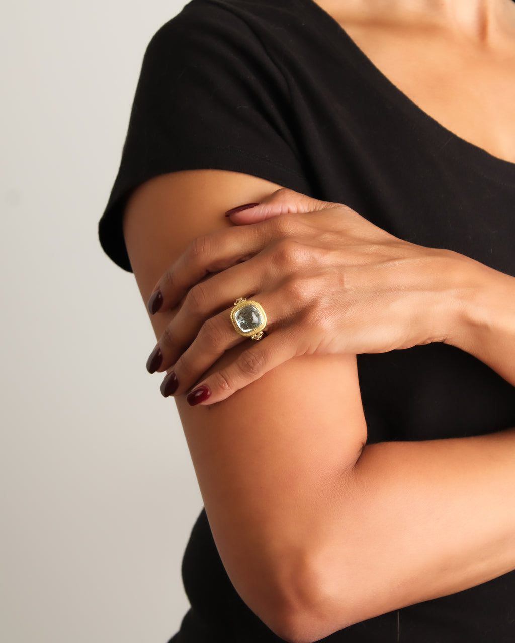 Aquamarine and Demantoid Garnet Ring